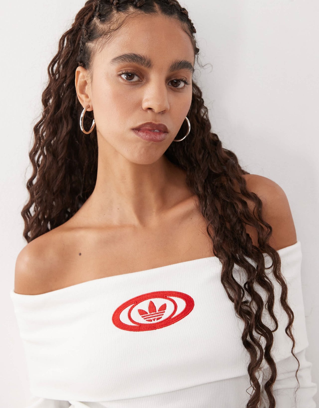 adidas Originals ribbed 00's bandeau top in white - ASOS Sample Sale