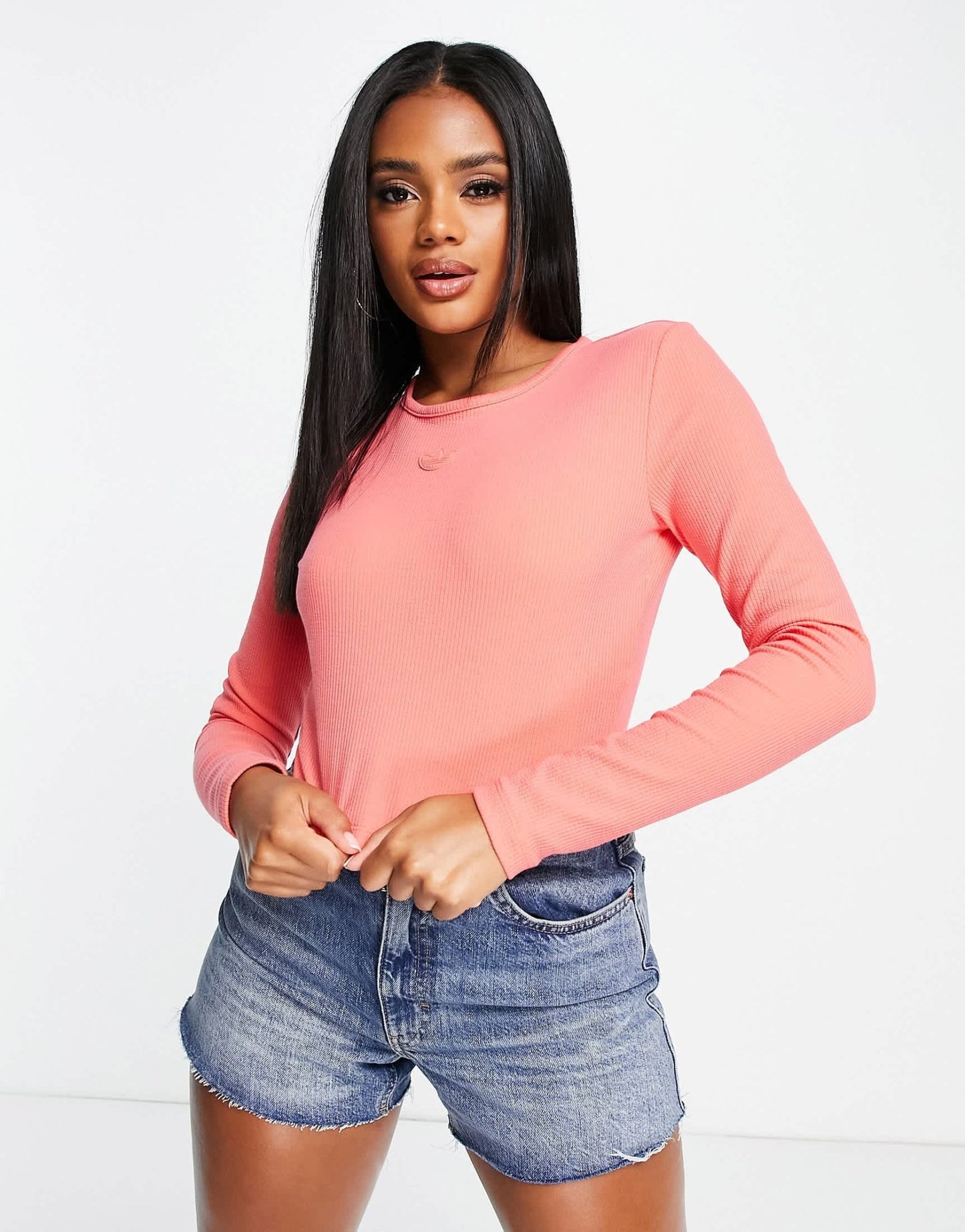 adidas Originals ribbed cropped top in orange - ASOS Sample Sale