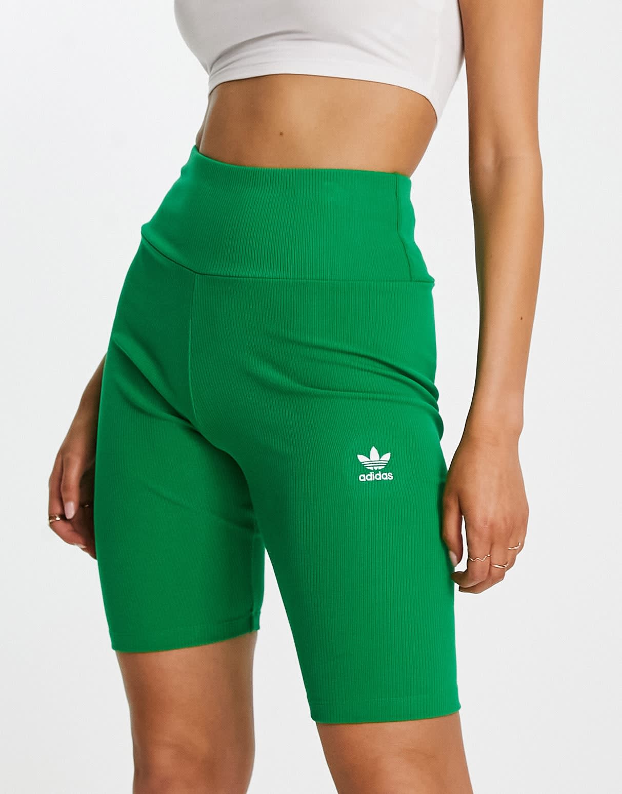 adidas Originals ribbed legging shorts in green - ASOS Sample Sale