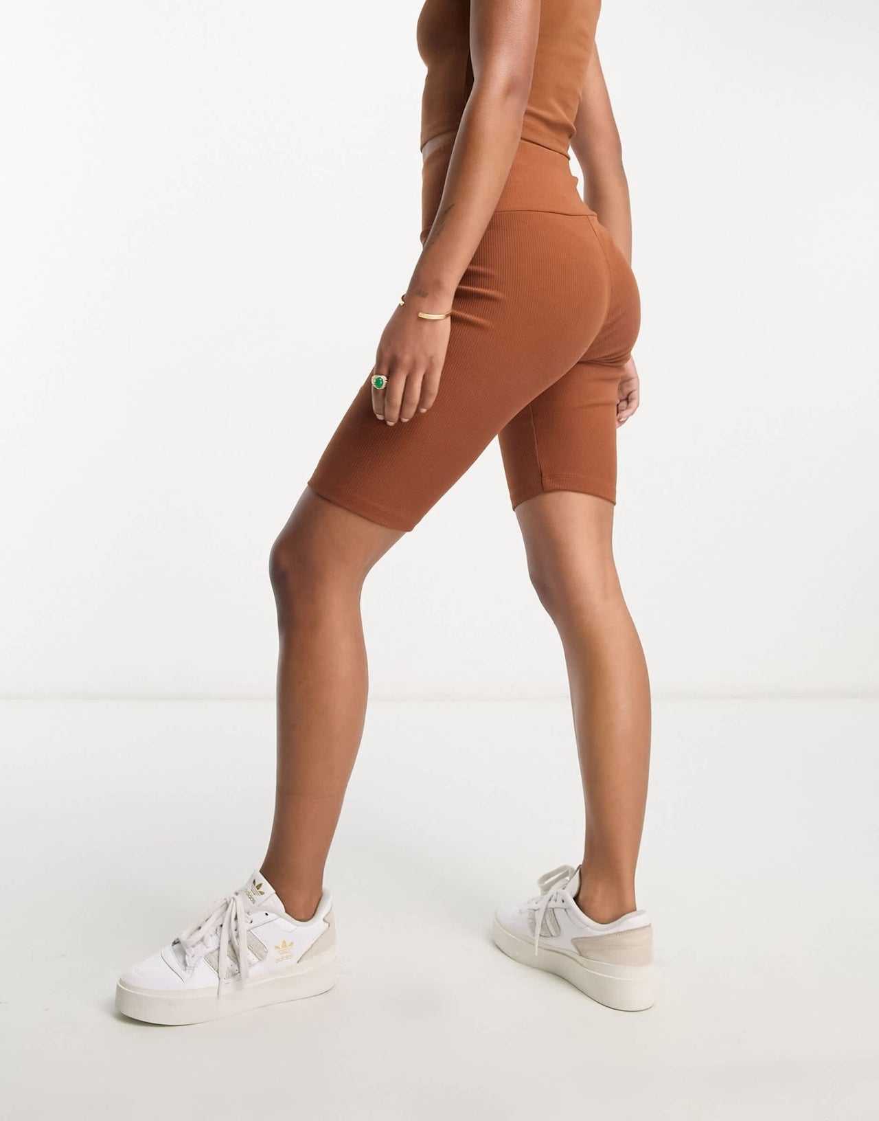 adidas Originals ribbed legging shorts in rust - ASOS Sample Sale