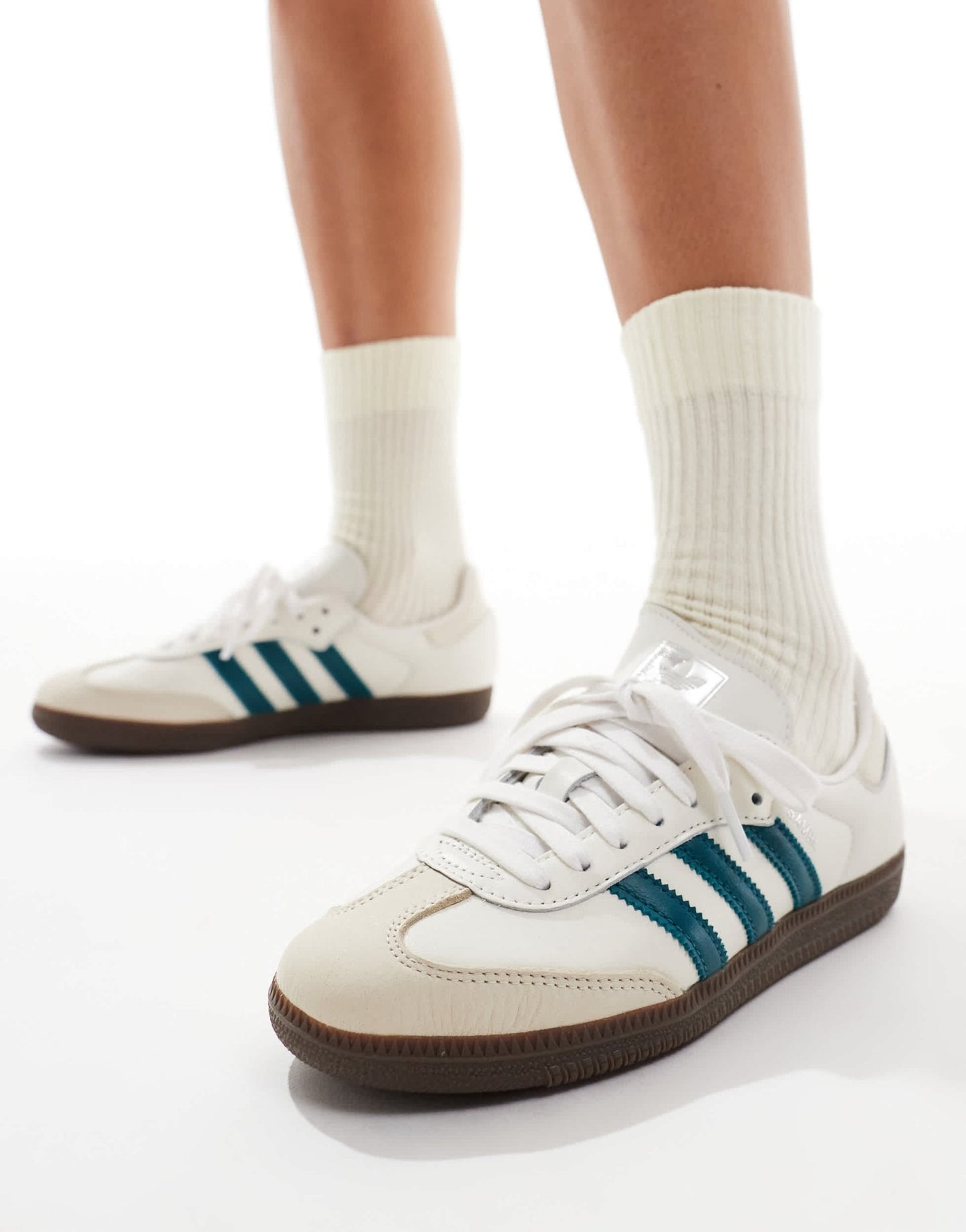 adidas Originals Samba OG in white and teal - ASOS Sample Sale
