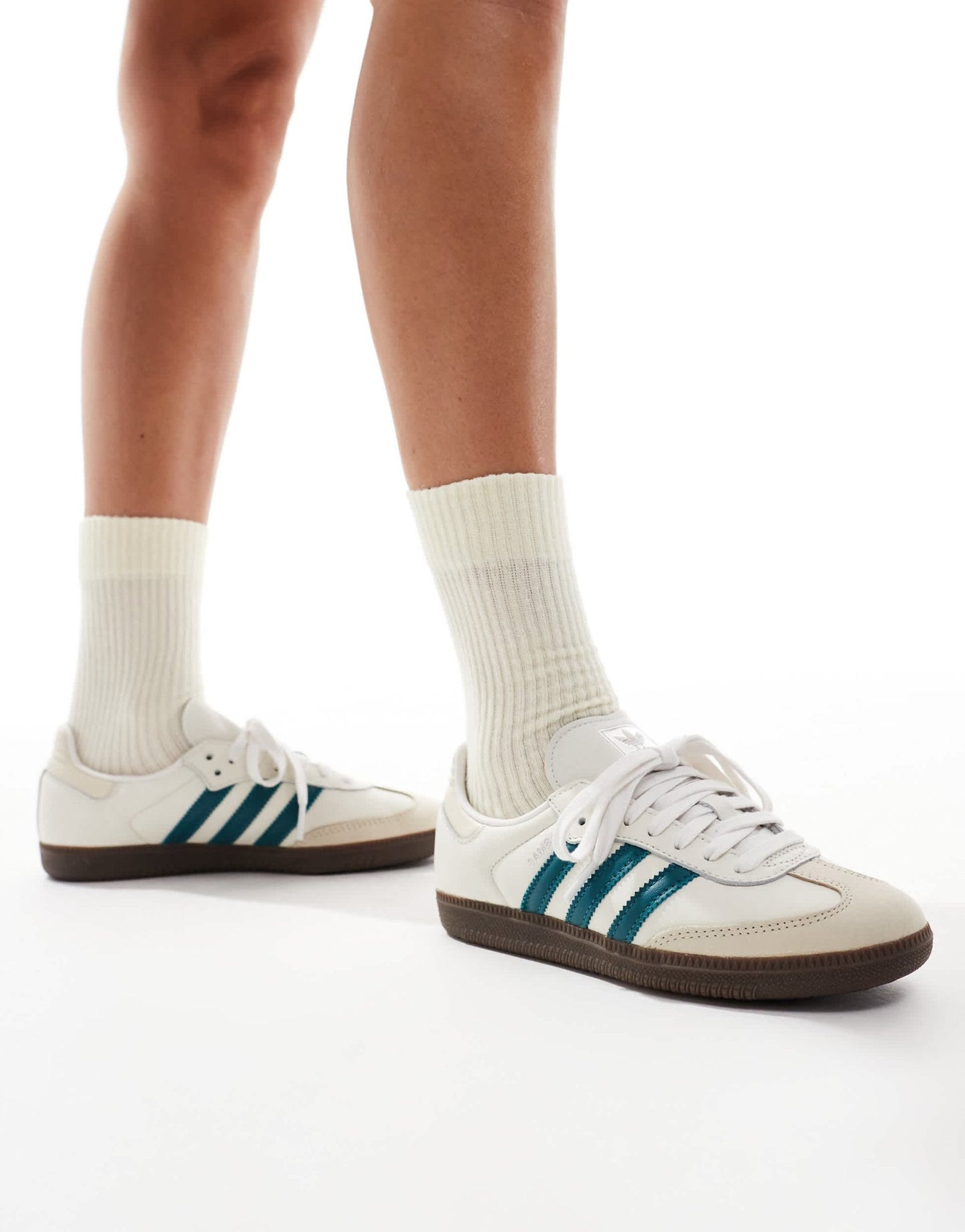 adidas Originals Samba OG in white and teal - ASOS Sample Sale