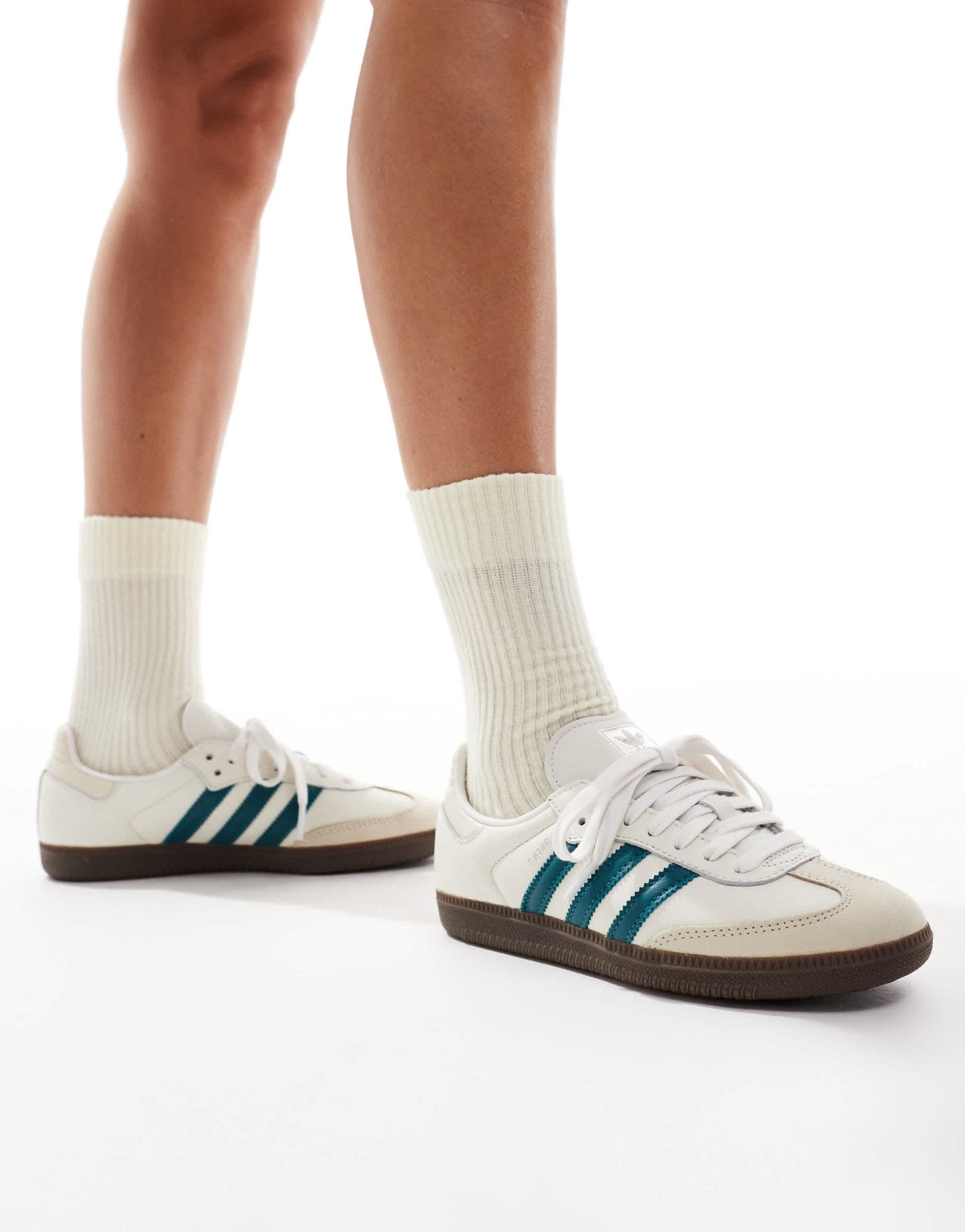 adidas Originals Samba OG in white and teal - ASOS Sample Sale