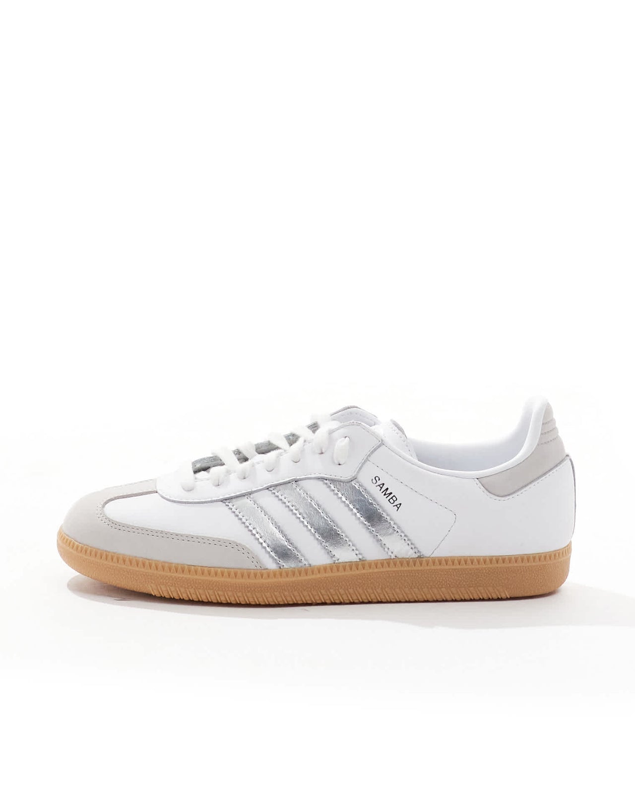 adidas Originals Samba OG trainers in white and metallic silver - ASOS Sample Sale