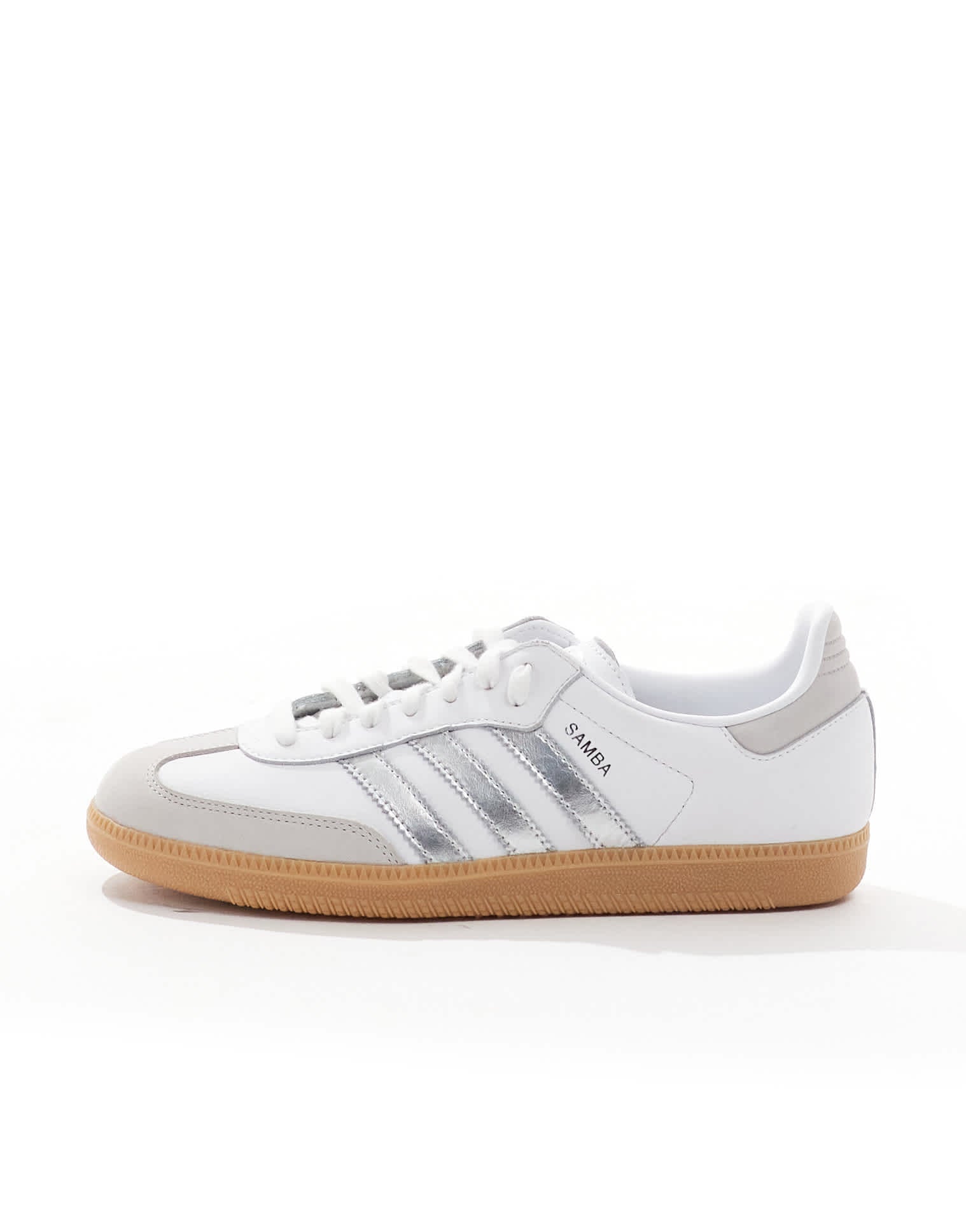 adidas Originals Samba OG trainers in white and metallic silver - ASOS Sample Sale