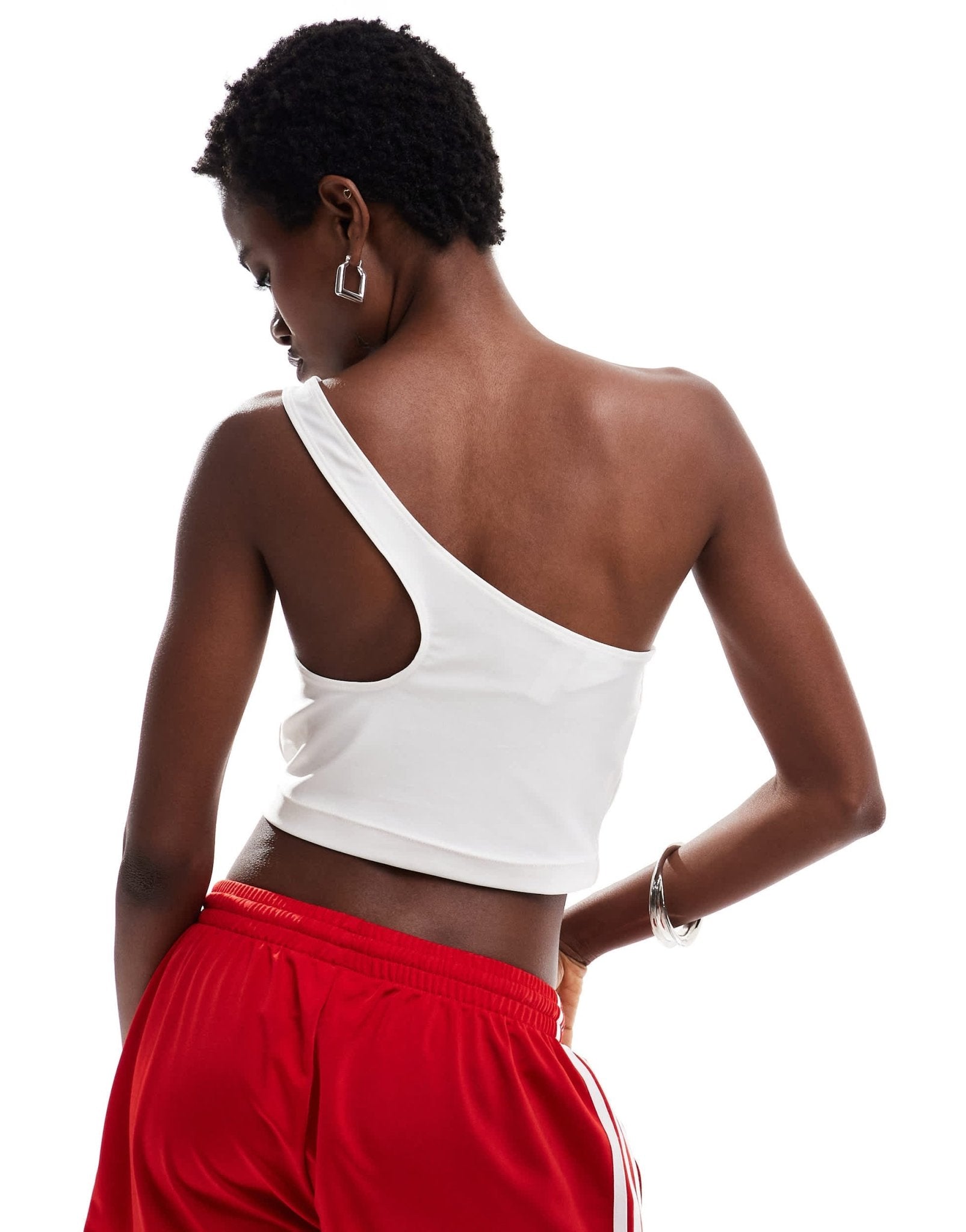 adidas Originals spandex asymmetric crop top in white - ASOS Sample Sale