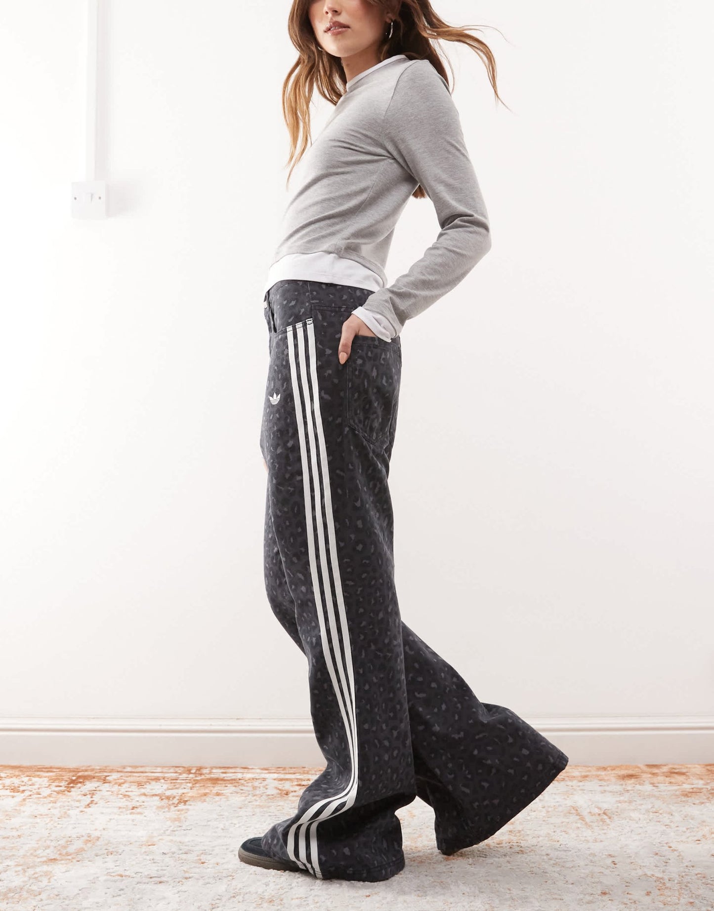 adidas Originals straight leg denim jeans in black leopard print - ASOS Sample Sale