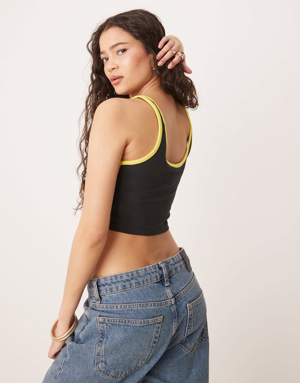 adidas Originals three stripe cropped vest in black and yellow - ASOS Sample Sale