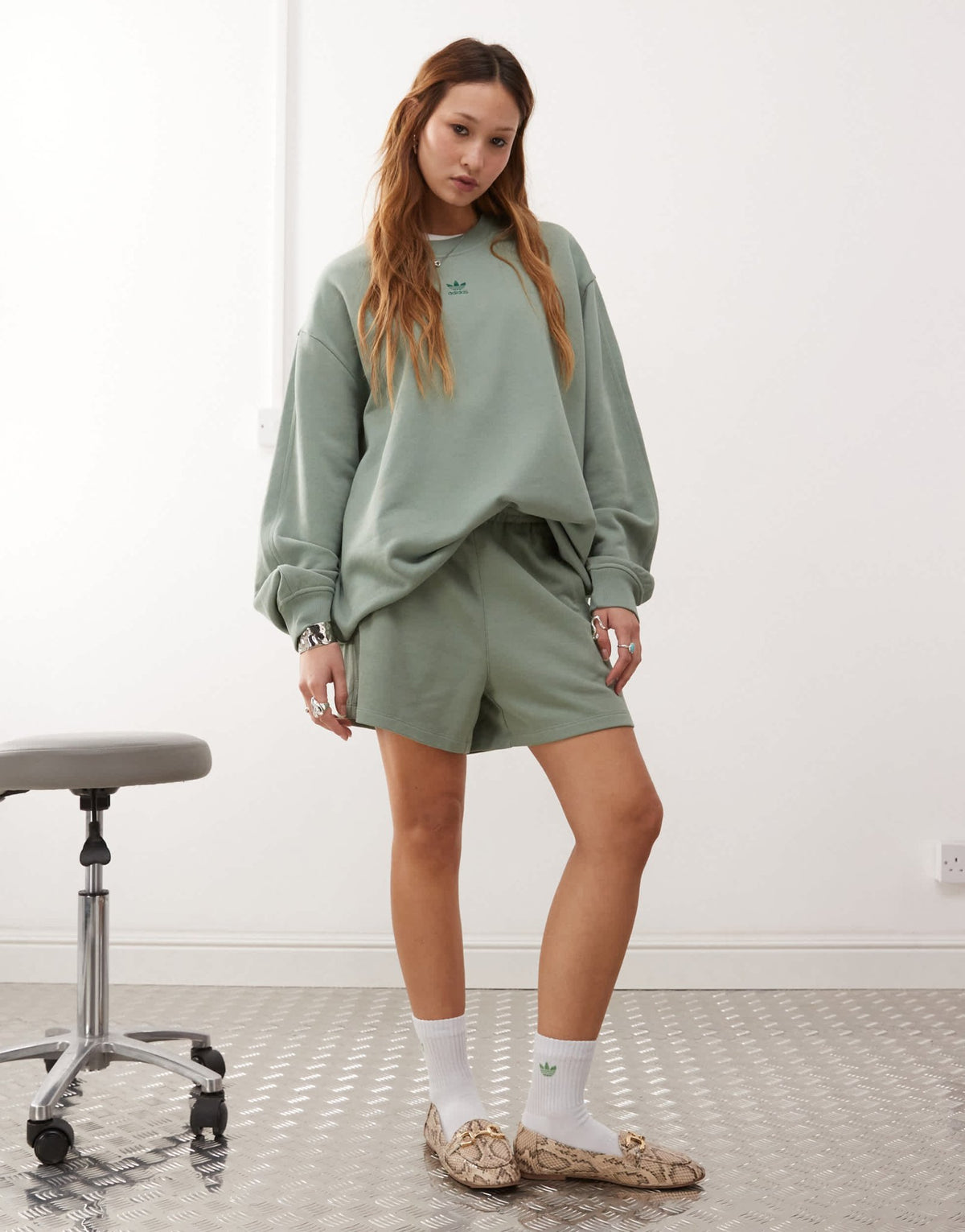 adidas Originals Trefoil Essentials jersey shorts in green - ASOS Sample Sale