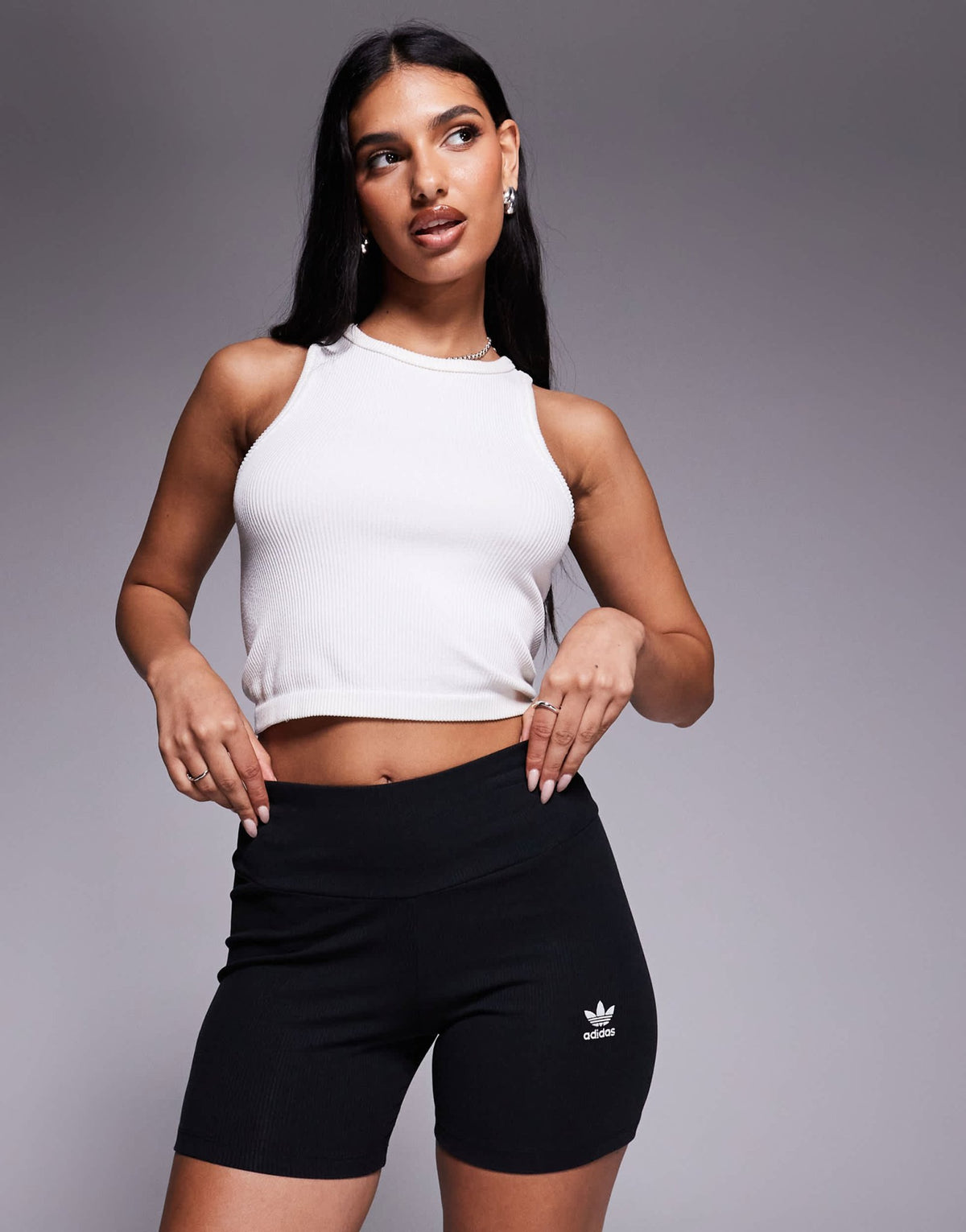 adidas Originals Trefoil Essentials ribbed booty shorts in black - ASOS Sample Sale