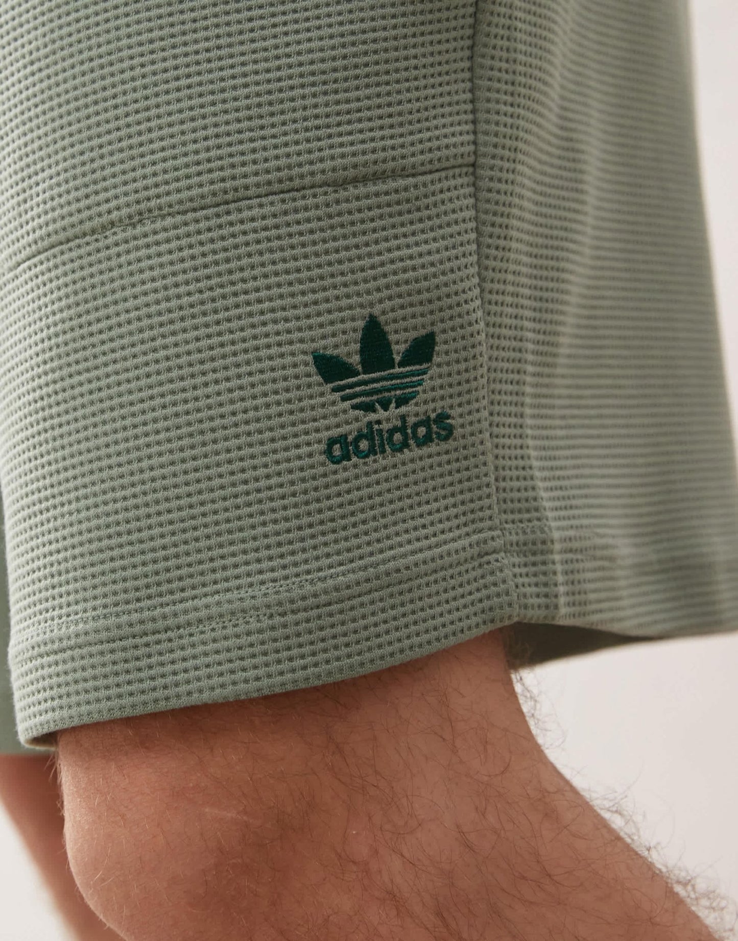 adidas Originals Trefoil Essentials waffle shorts in green - ASOS Sample Sale