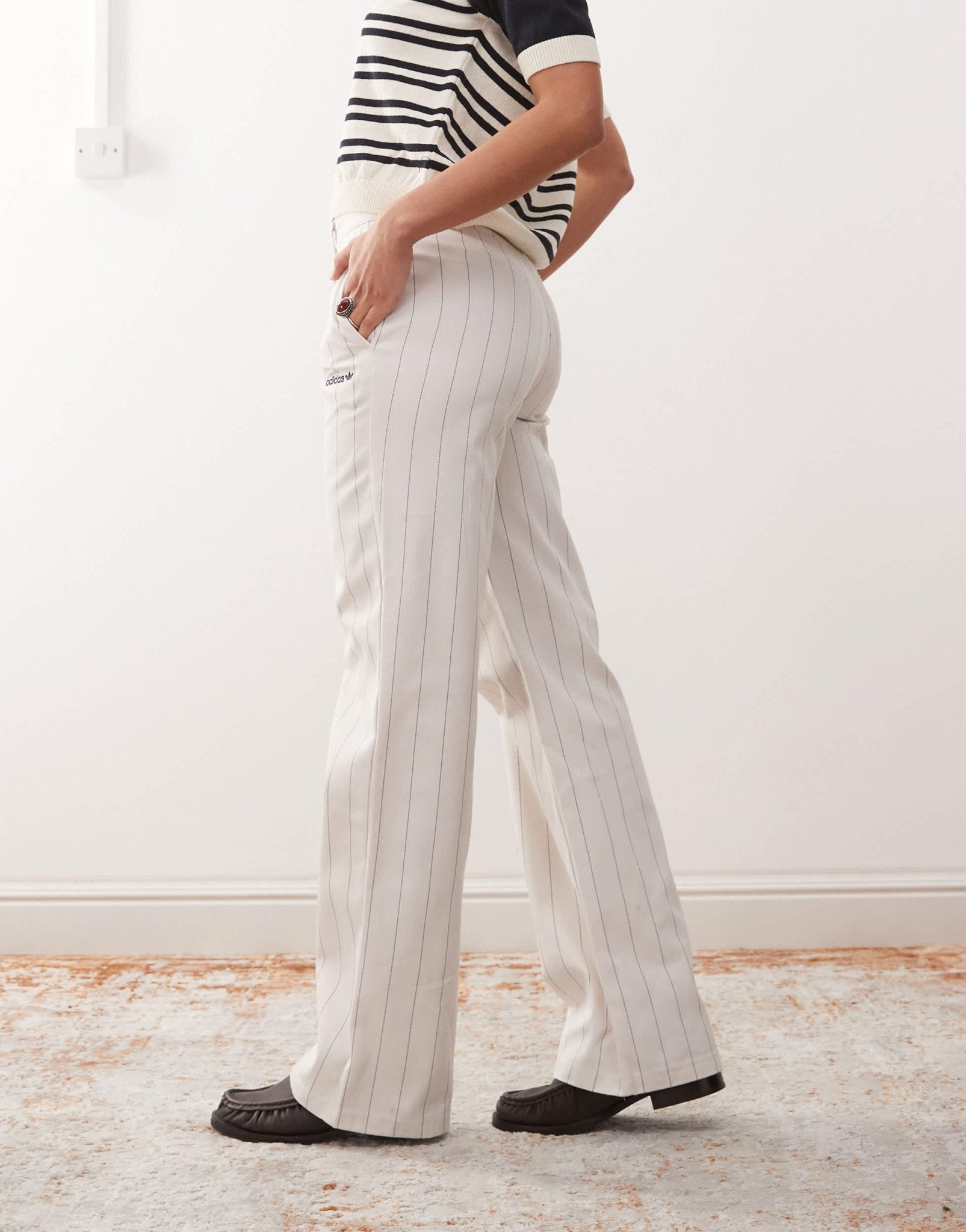 adidas Originals trousers in cream pinstripe - ASOS Sample Sale