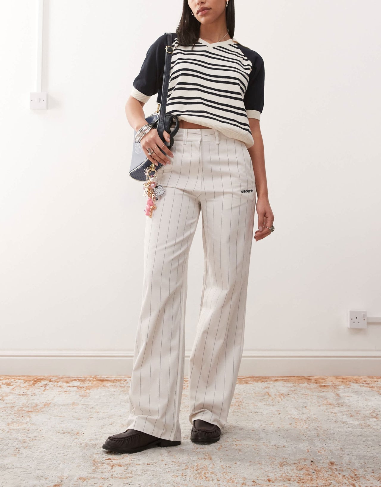 adidas Originals trousers in cream pinstripe - ASOS Sample Sale
