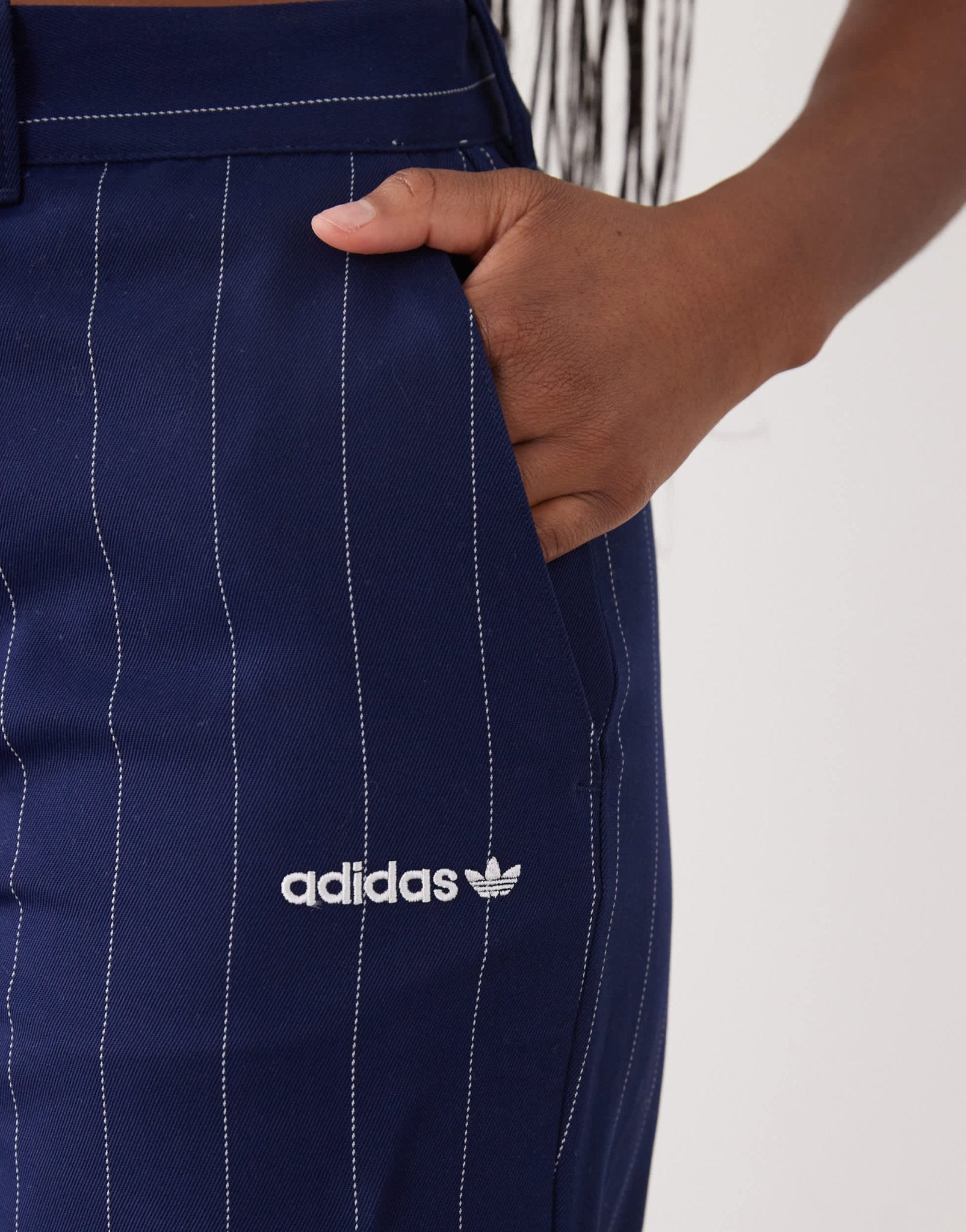 adidas Originals trousers in navy pinstripe - ASOS Sample Sale