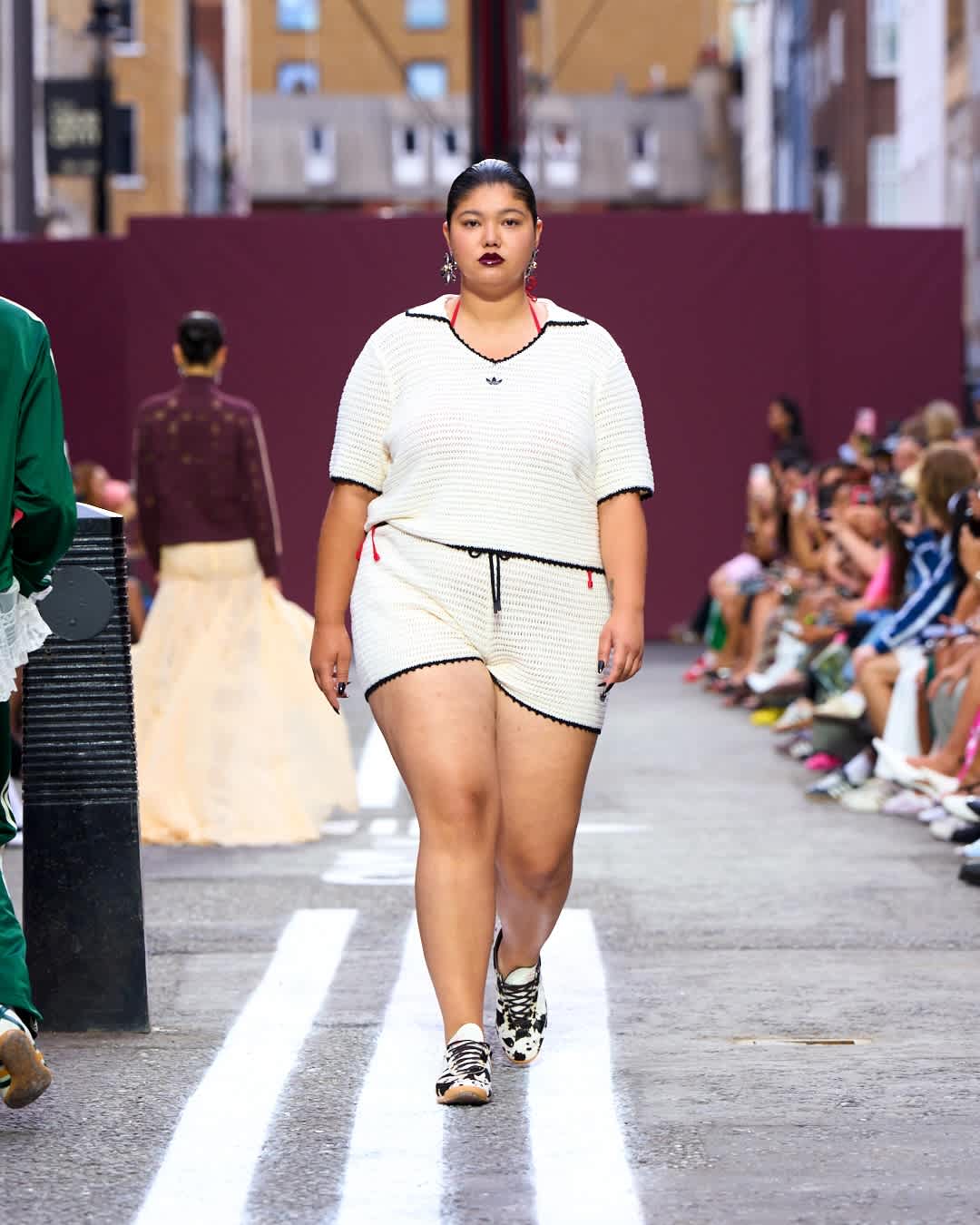 adidas Originals x ASOS crochet knitted shorts with contrast trim in ecru - ASOS Sample Sale