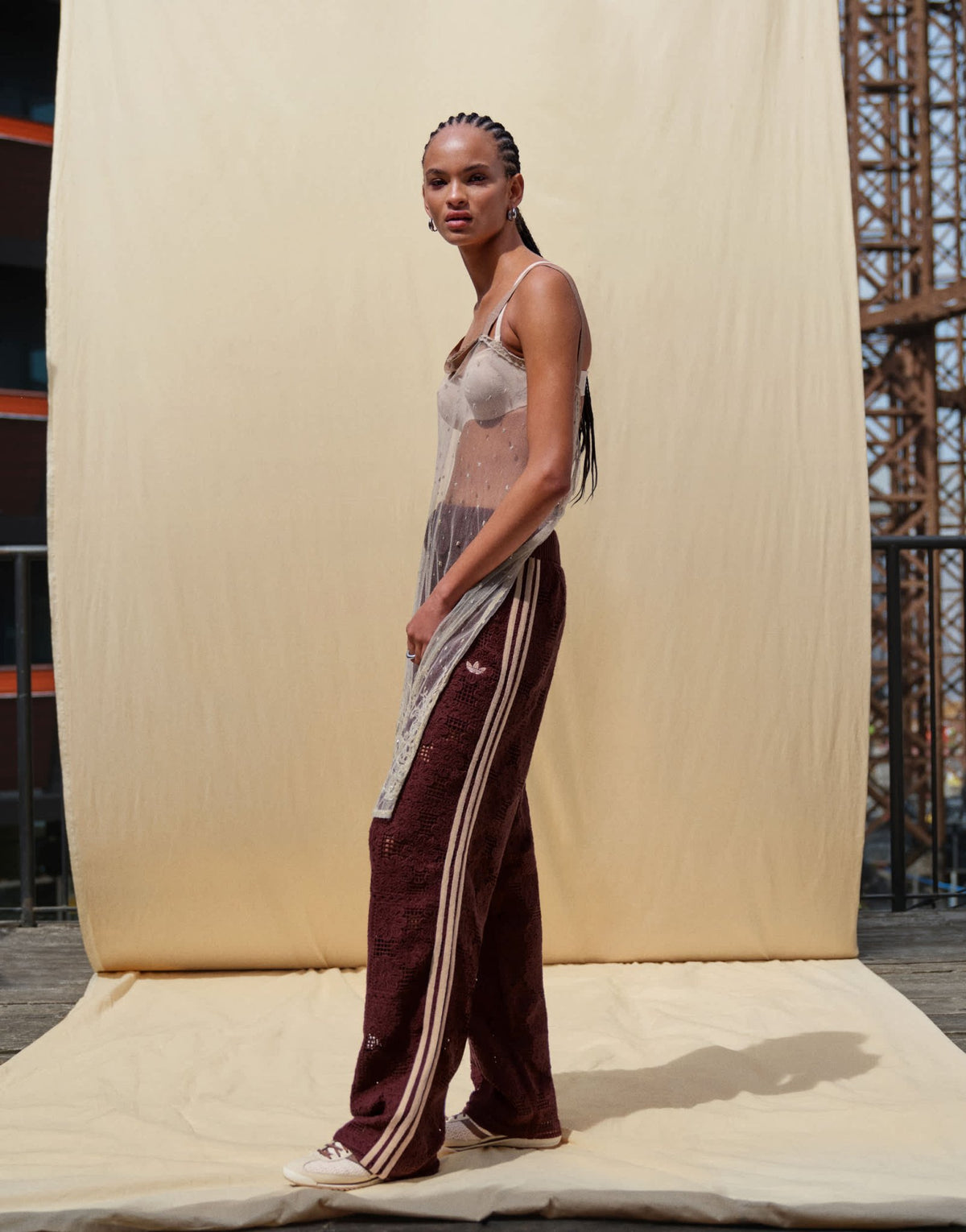 adidas Originals x ASOS crochet knitted track bottoms co-ord in brown - ASOS Sample Sale