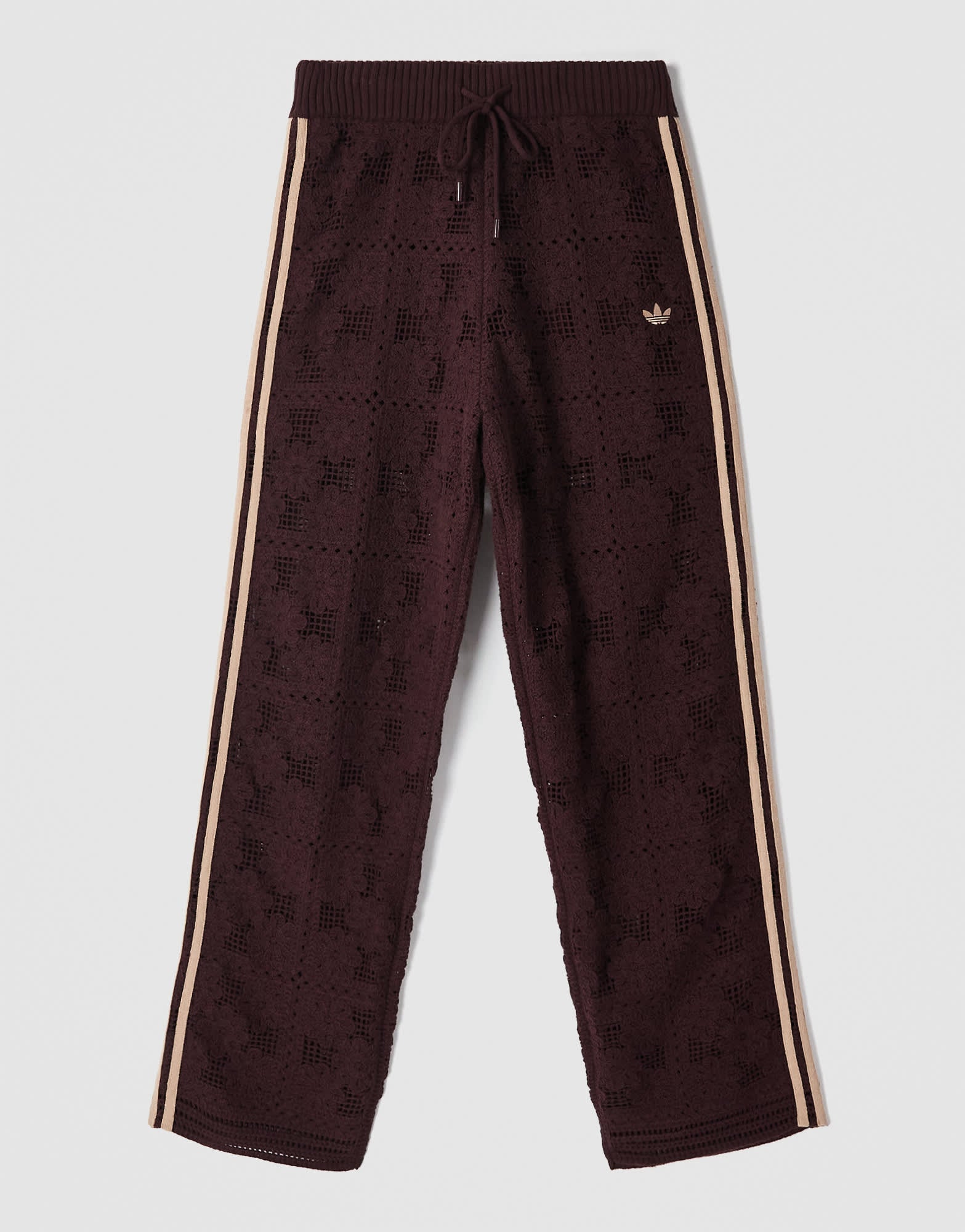 adidas Originals x ASOS crochet knitted track bottoms co-ord in brown ...