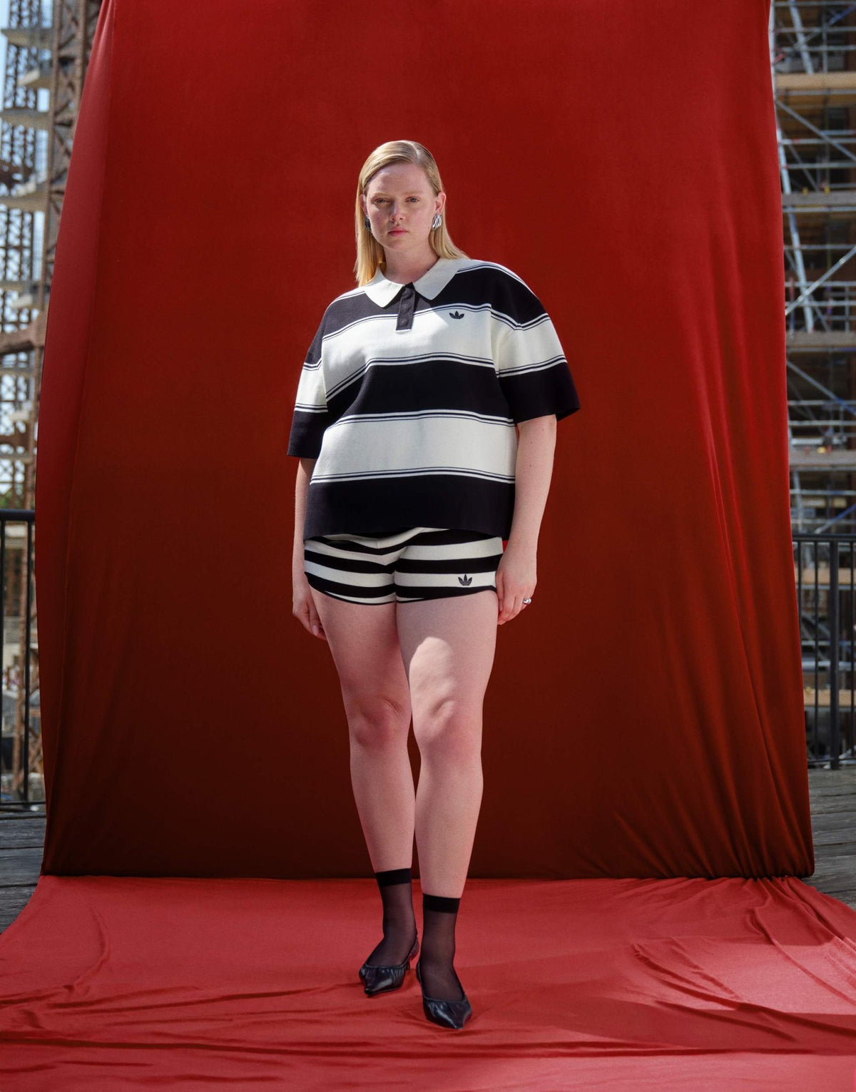 adidas Originals x ASOS knitted short co-ord in black and white stripe - ASOS Sample Sale
