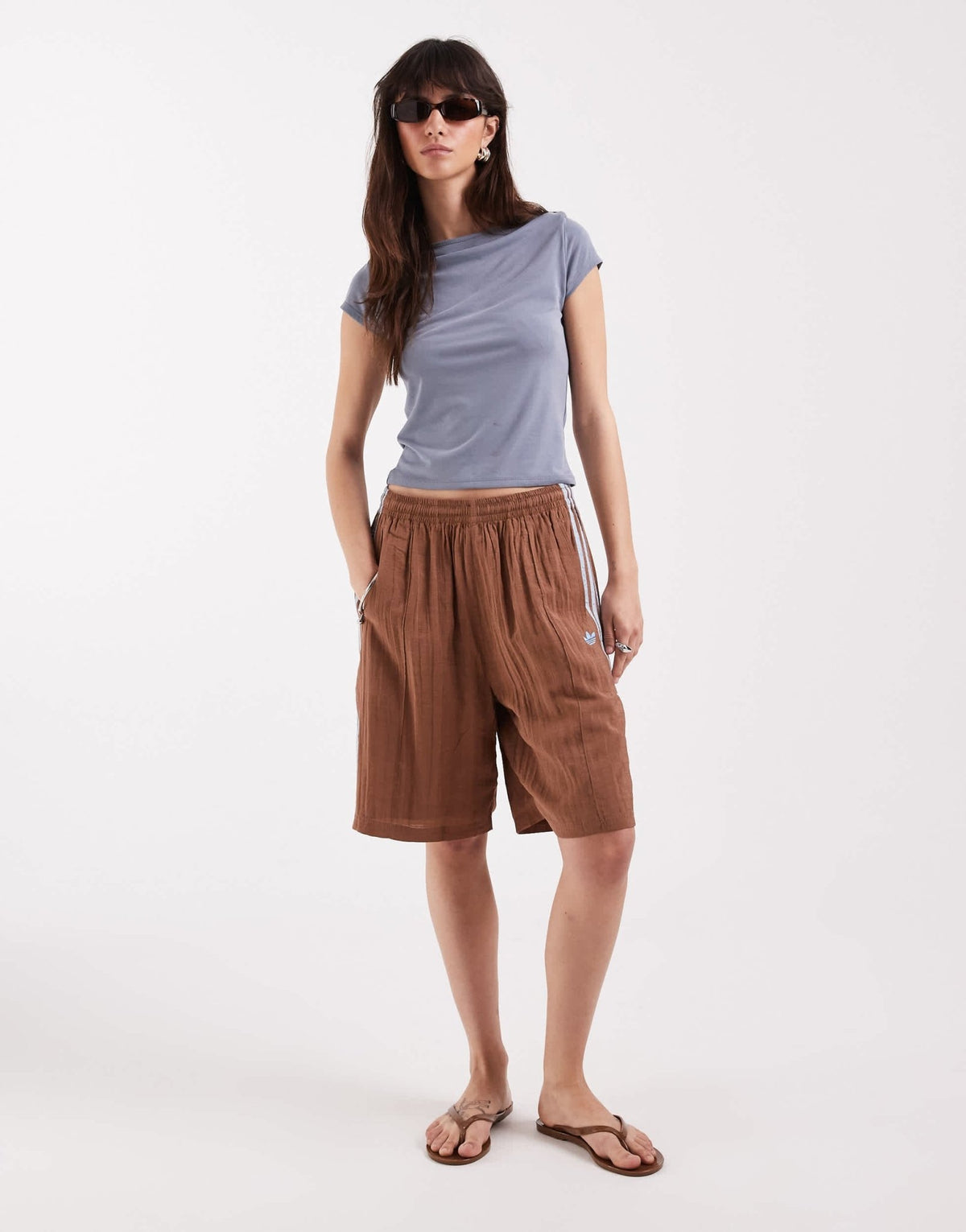 adidas Originals x ASOS longline track short in brown - ASOS Sample Sale