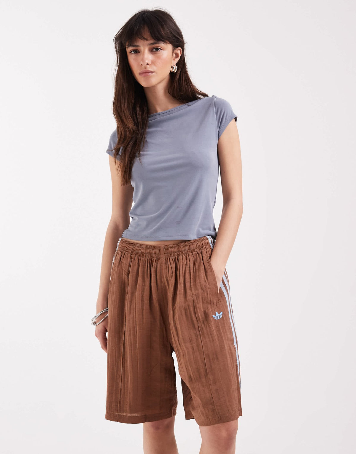 adidas Originals x ASOS longline track short in brown - ASOS Sample Sale