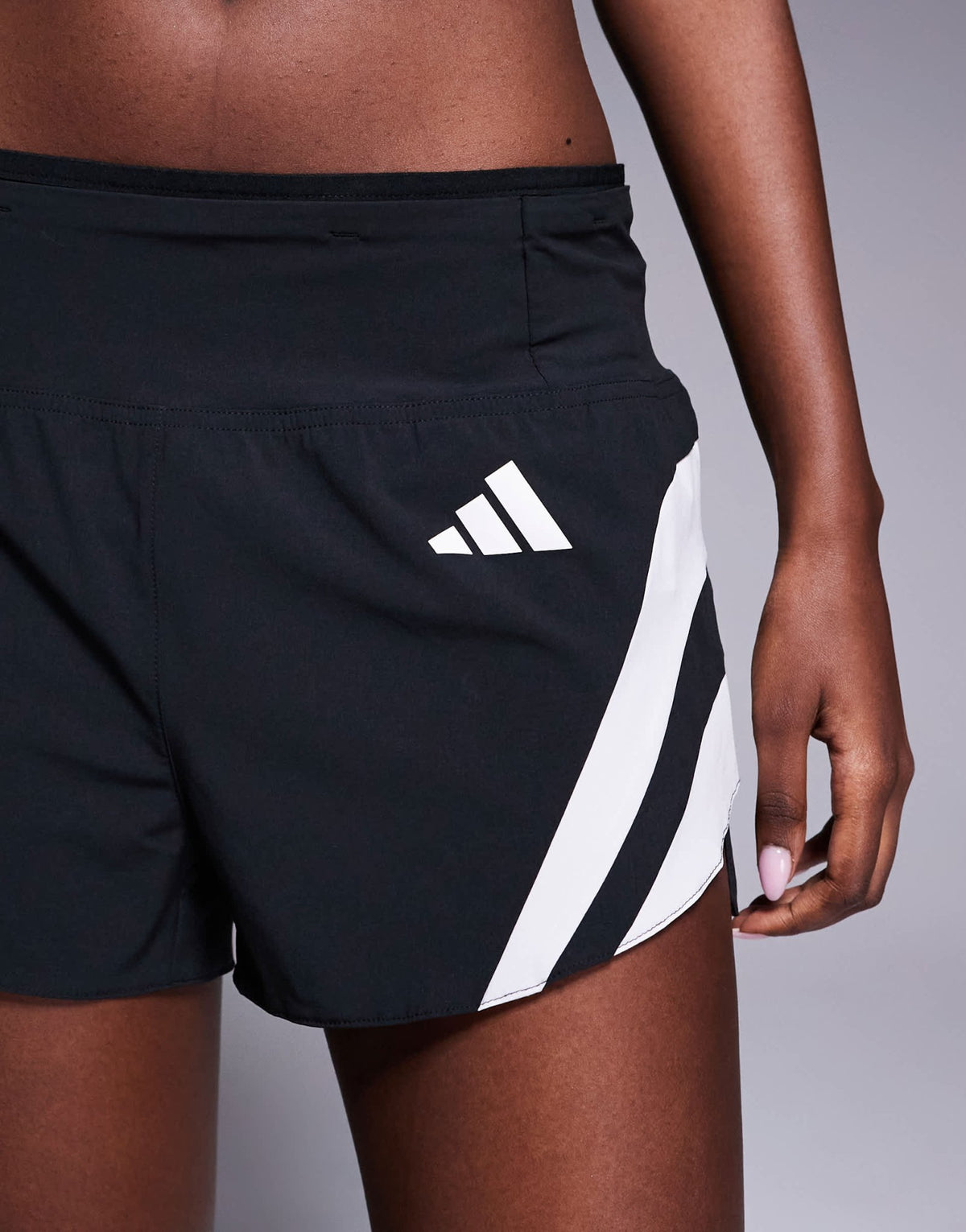 adidas Running Adizero 3"""" shorts with side 3 stripes in black - ASOS Sample Sale