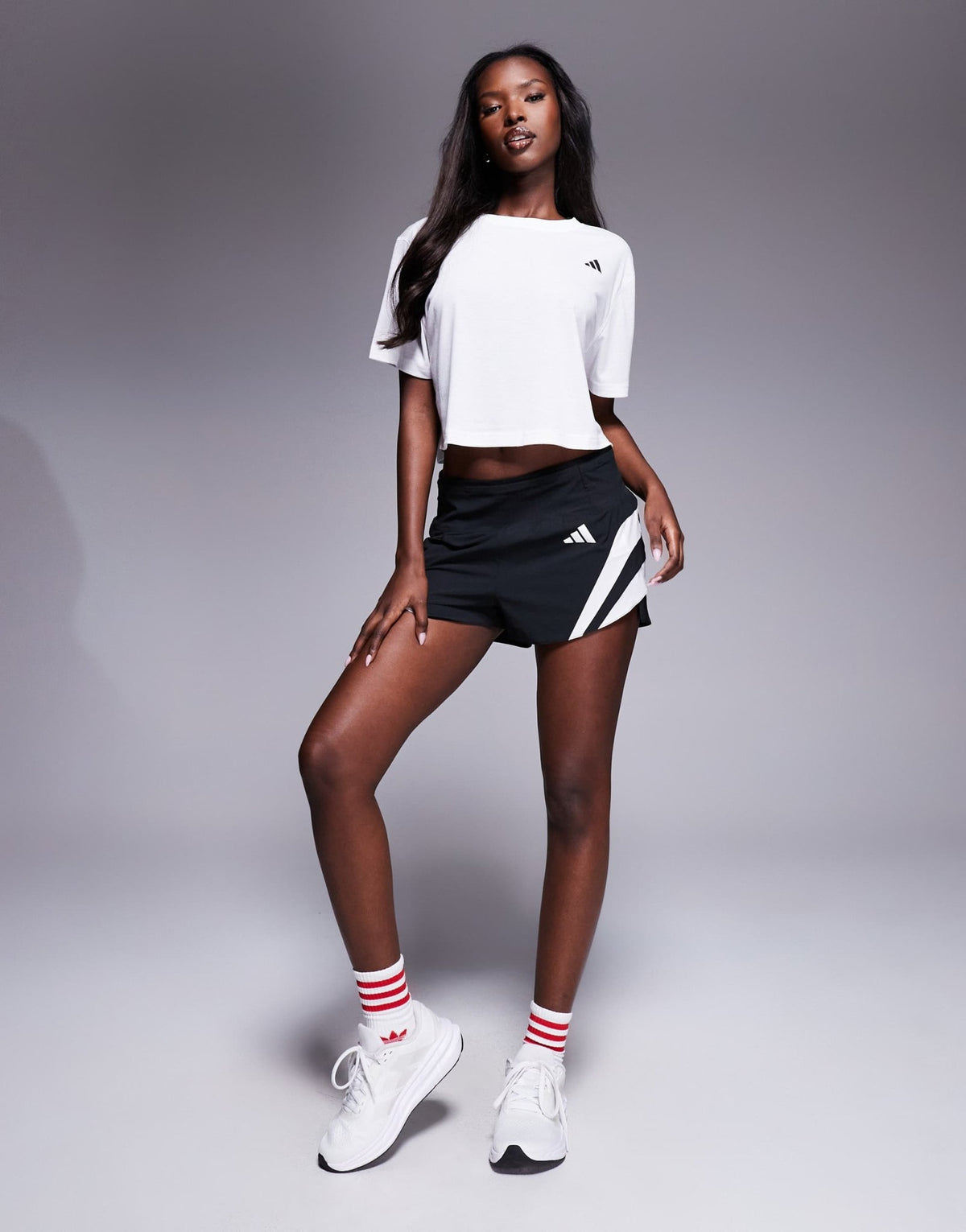 adidas Running Adizero 3"""" shorts with side 3 stripes in black - ASOS Sample Sale