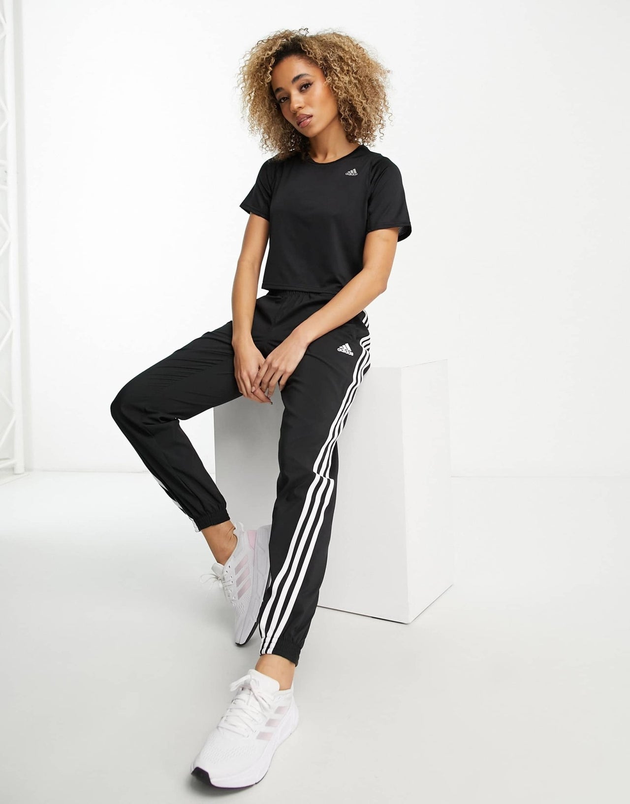 adidas Running Fast cropped t-shirt in black - ASOS Sample Sale