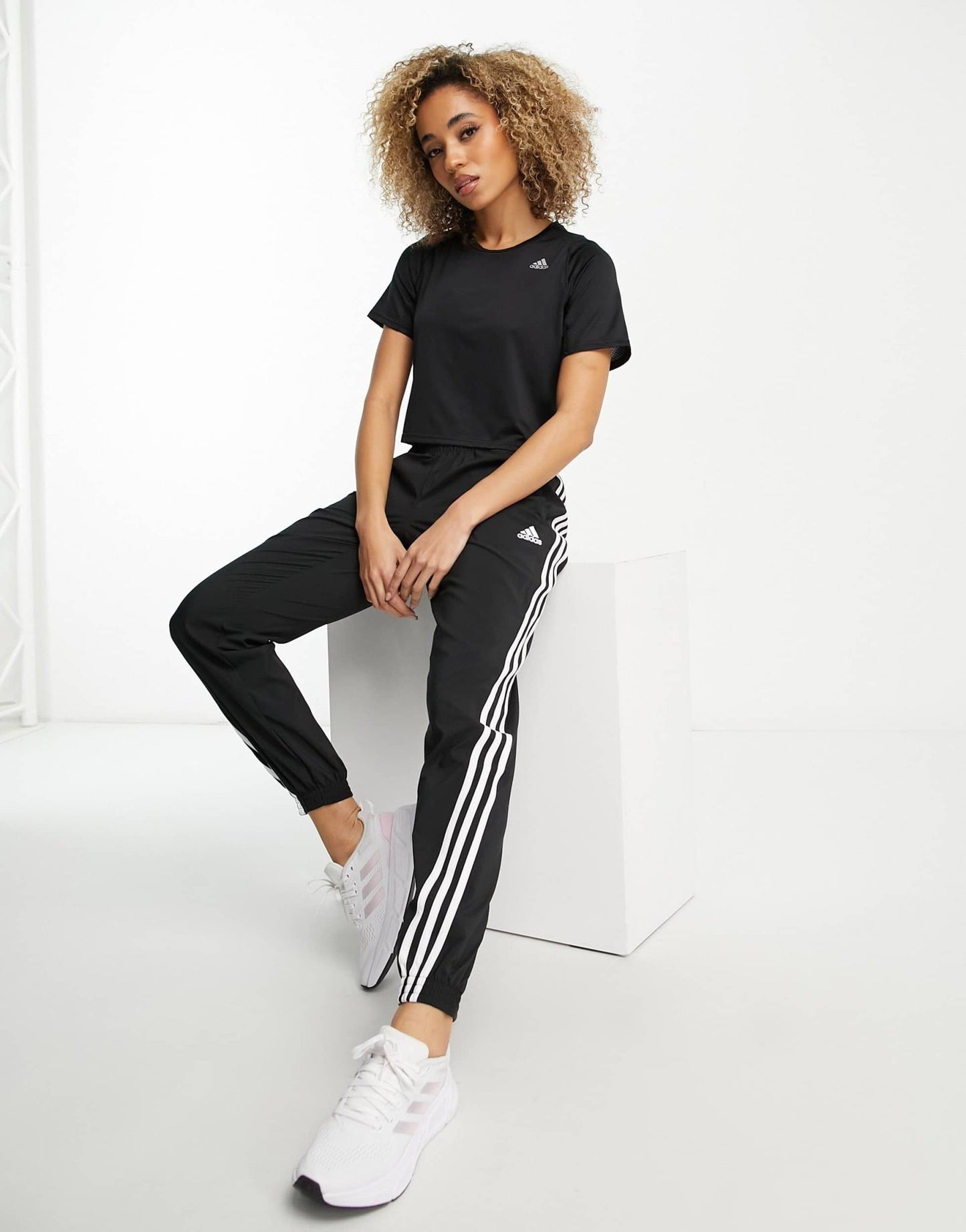 adidas Running Fast cropped t-shirt in black - ASOS Sample Sale