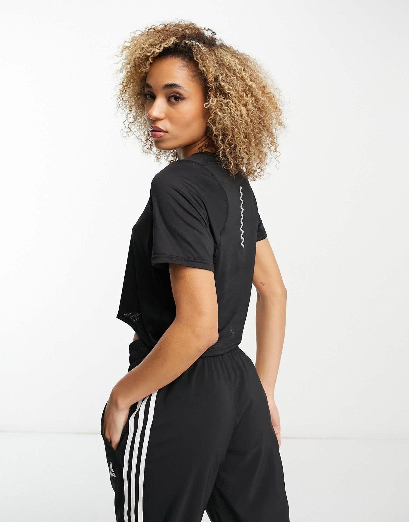 adidas Running Fast cropped t-shirt in black - ASOS Sample Sale