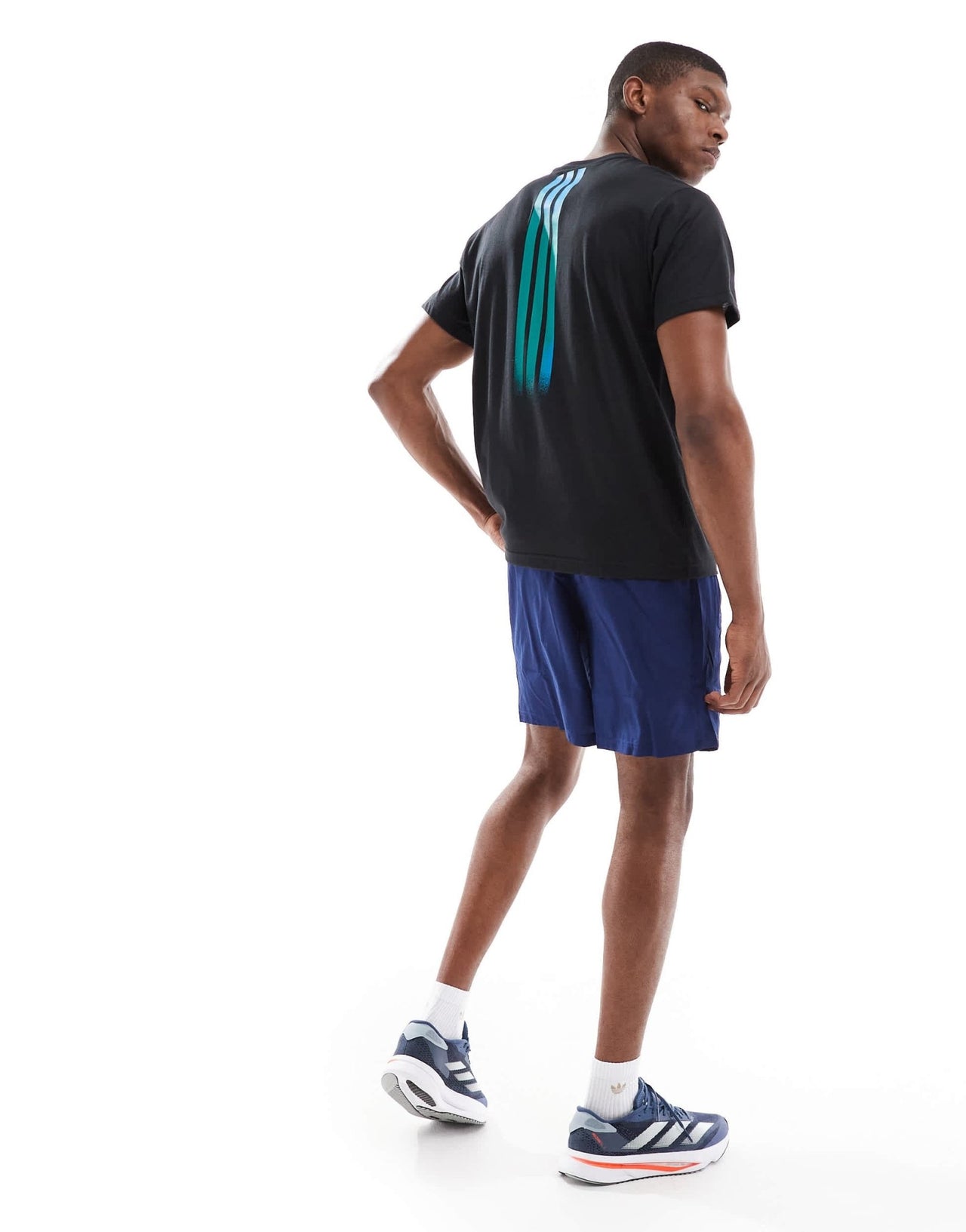 adidas Running Follow The Line t-shirt in black and blue - ASOS Sample Sale