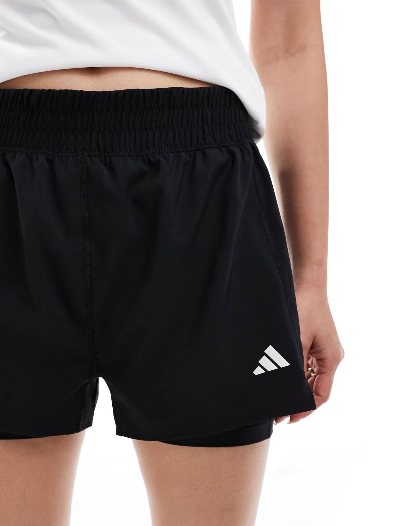 adidas Running Own The Run 2in1 shorts with 3 stripe in black - ASOS Sample Sale