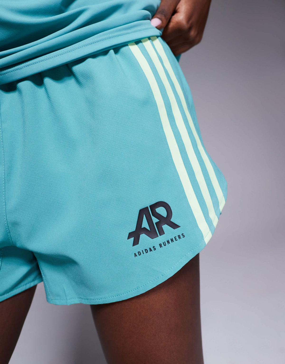 adidas Running Own The Run 3"""" shorts in turquoise - ASOS Sample Sale