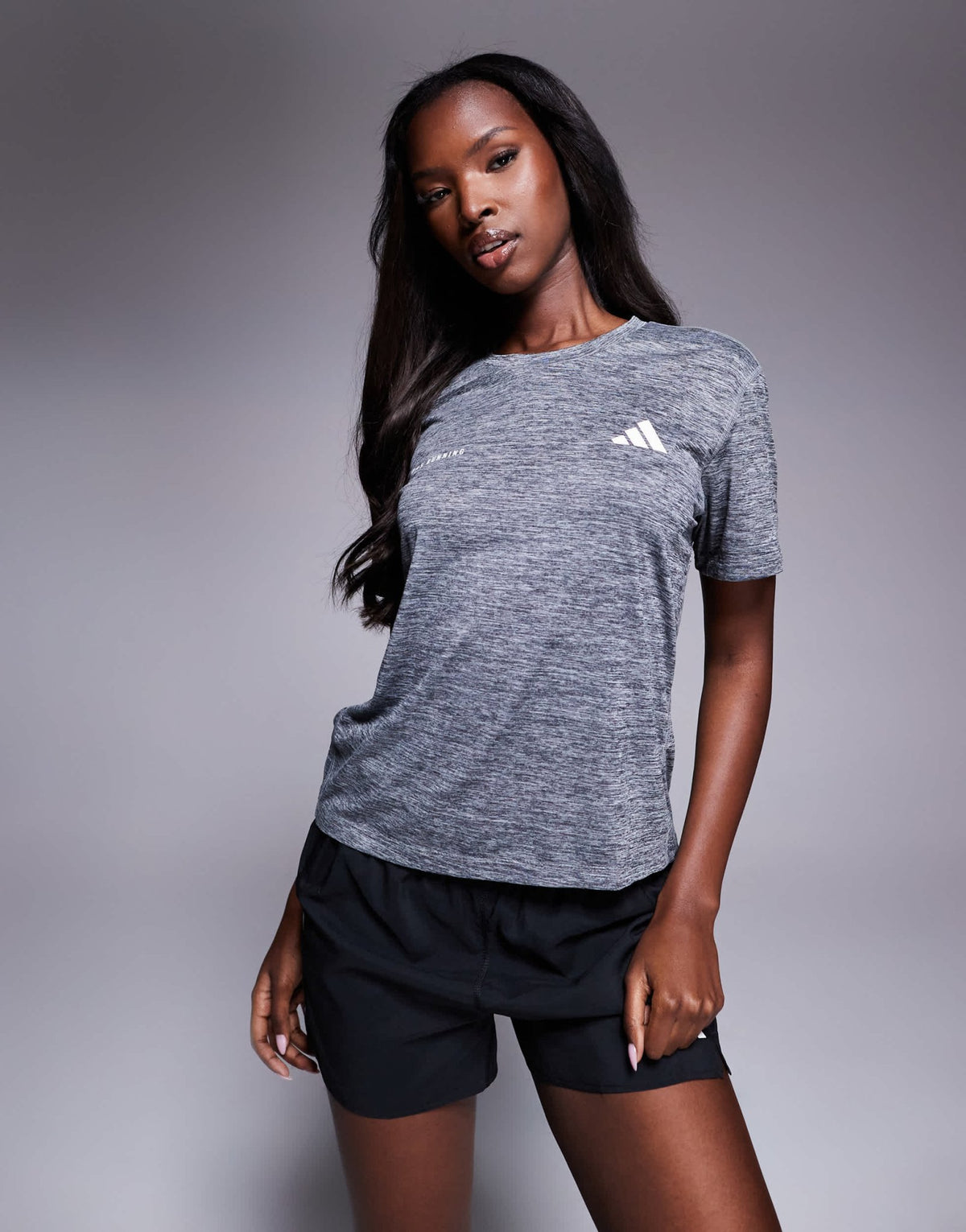 adidas Running Own The Run t-shirt in grey melange - ASOS Sample Sale