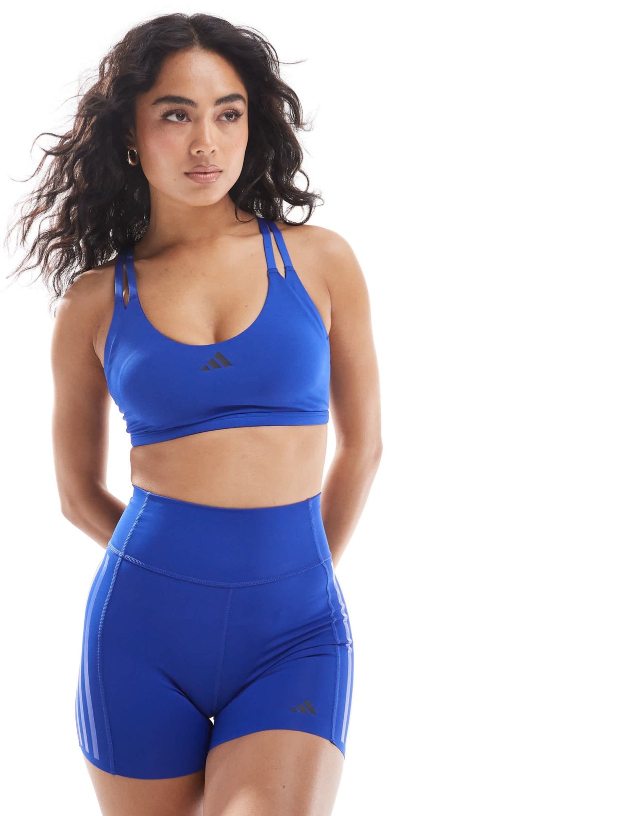 adidas Strength light support bra in blue - ASOS Sample Sale