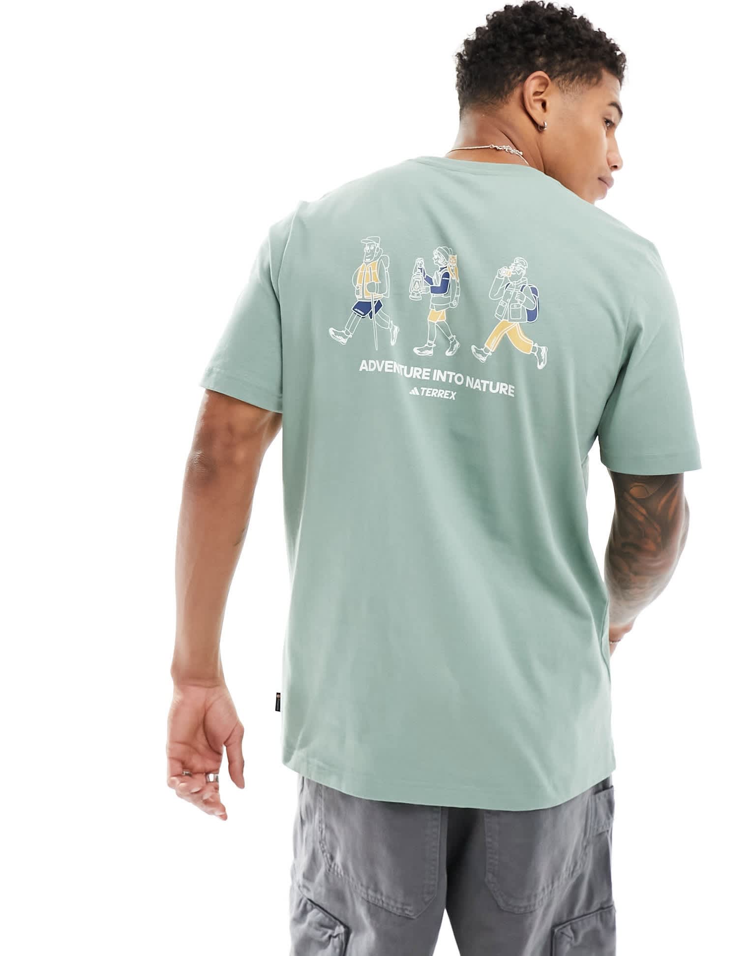 adidas Terrex graphic backprint t-shirt in sage green - ASOS Sample Sale
