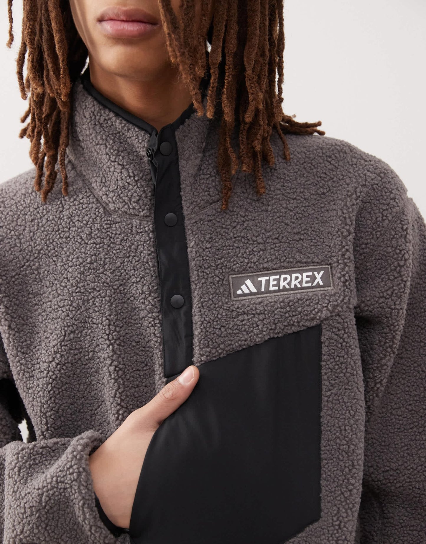 adidas Terrex unisex teddy fleece in charcoal - ASOS Sample Sale