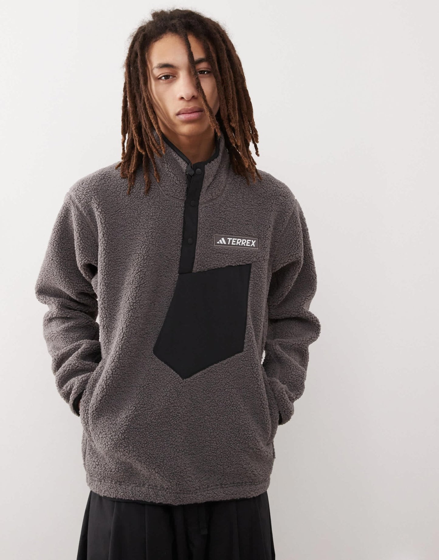 adidas Terrex unisex teddy fleece in charcoal - ASOS Sample Sale