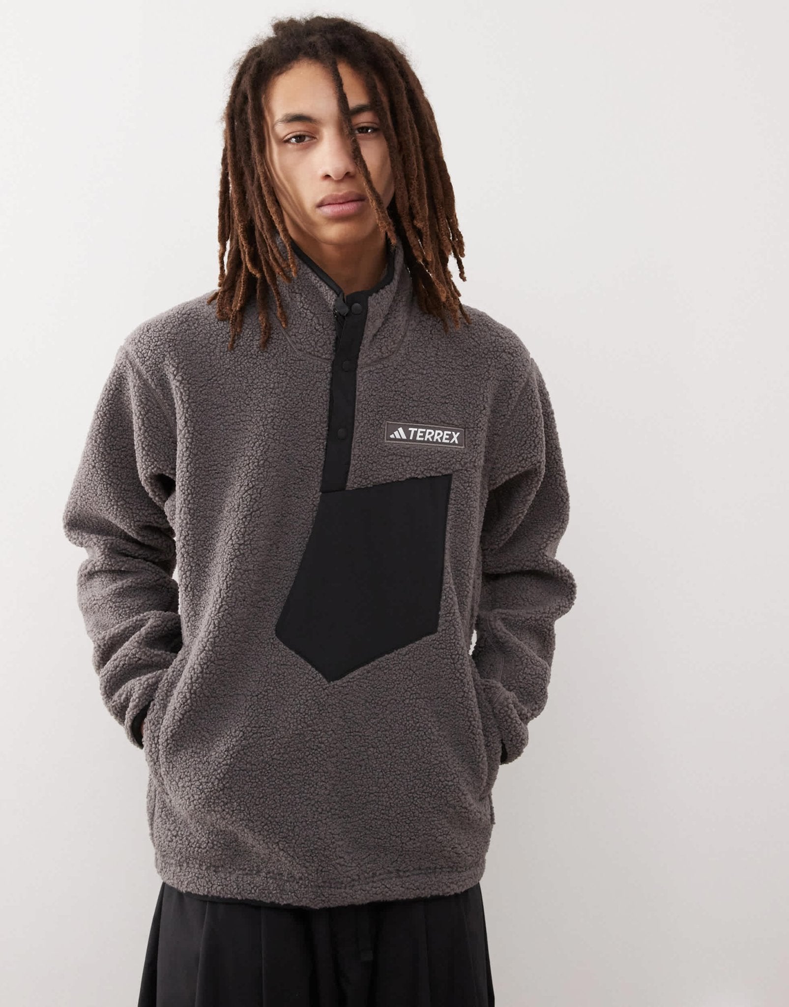 adidas Terrex unisex teddy fleece in charcoal - ASOS Sample Sale