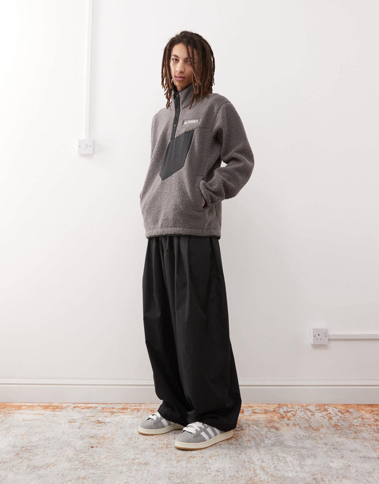 adidas Terrex unisex teddy fleece in charcoal - ASOS Sample Sale