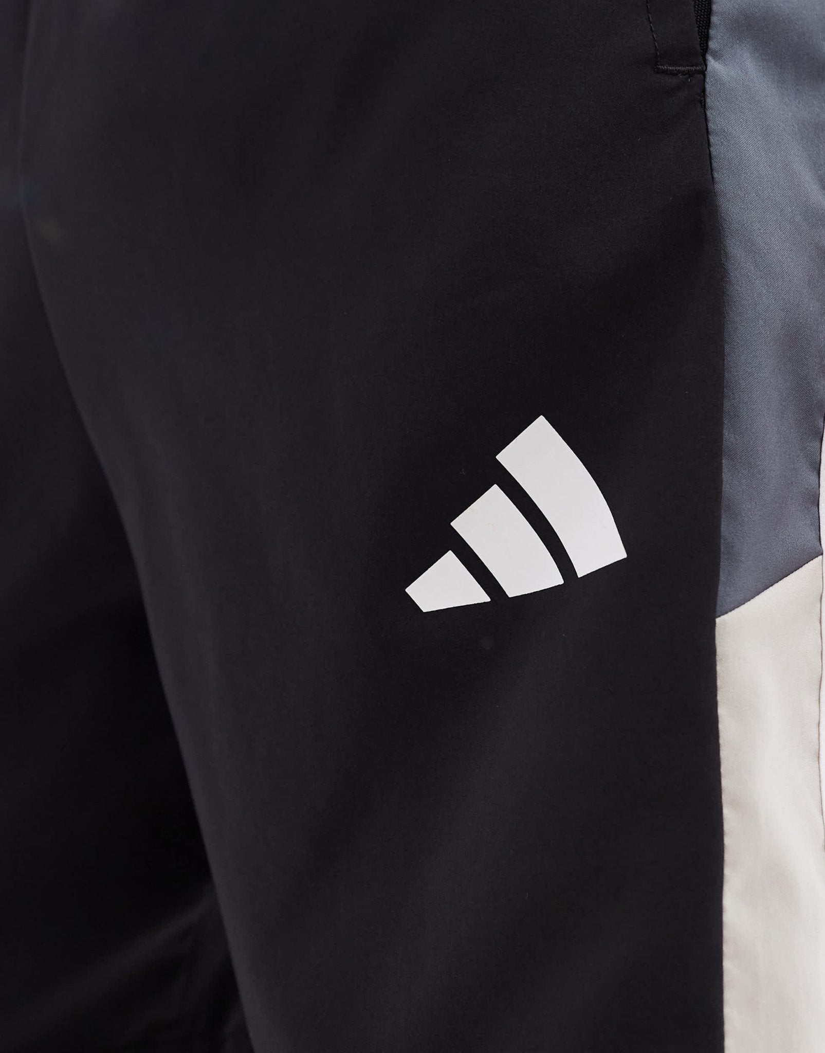adidas Training Essentials 3 stripe shorts in black and grey block - ASOS Sample Sale