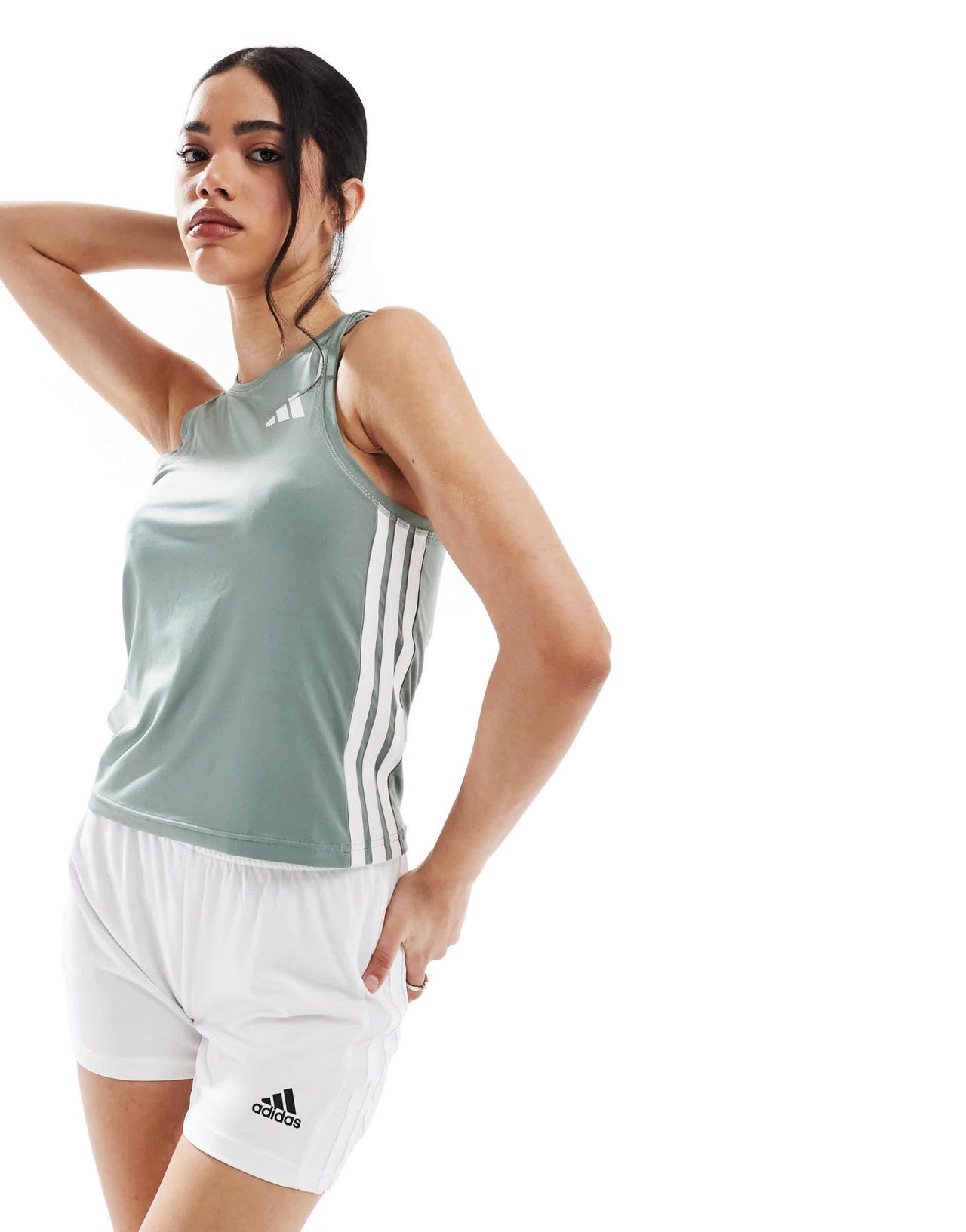adidas Training Essentials vest top in silver green - ASOS Sample Sale