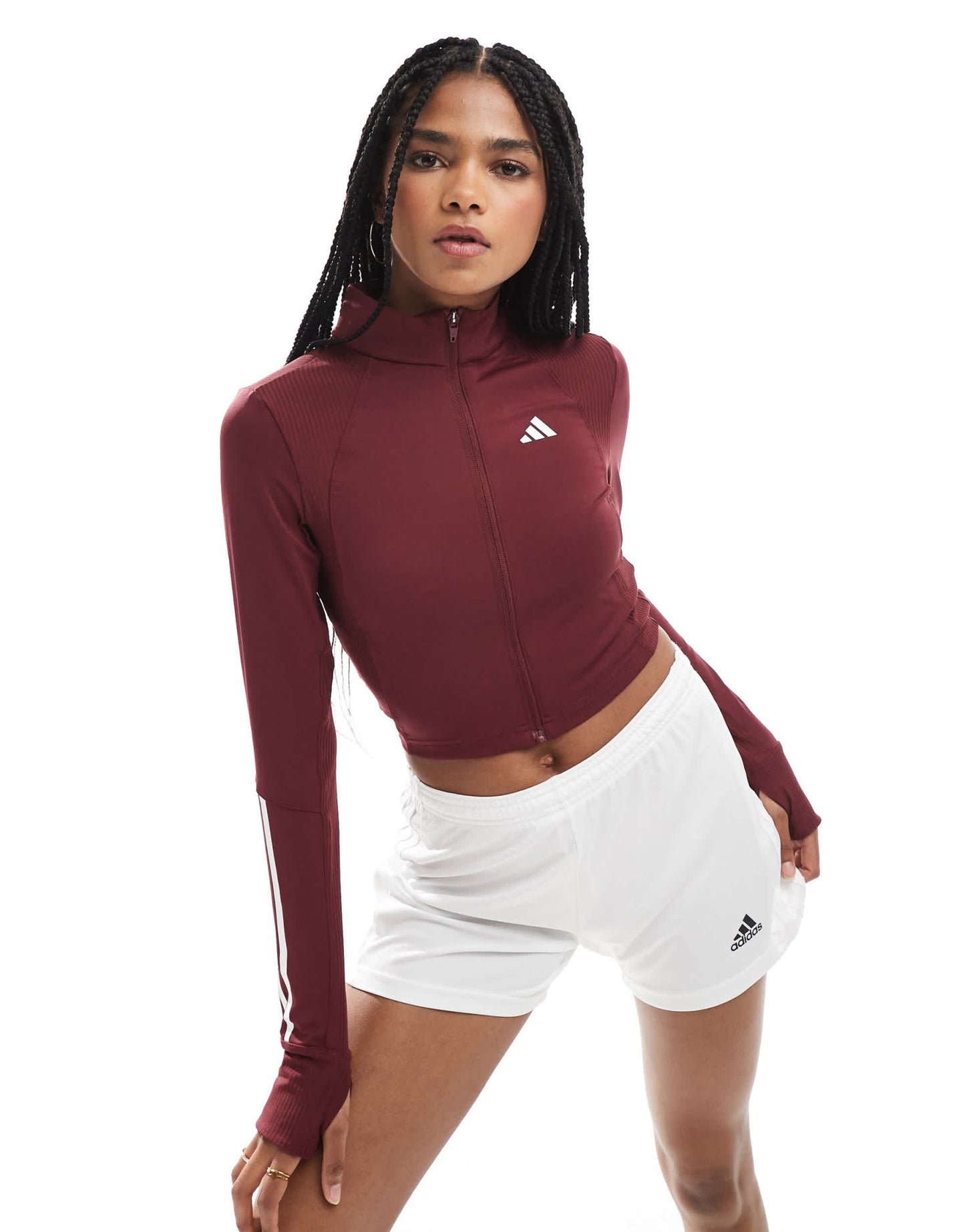 adidas Training Hyperglam full zip top in burgundy - ASOS Sample Sale