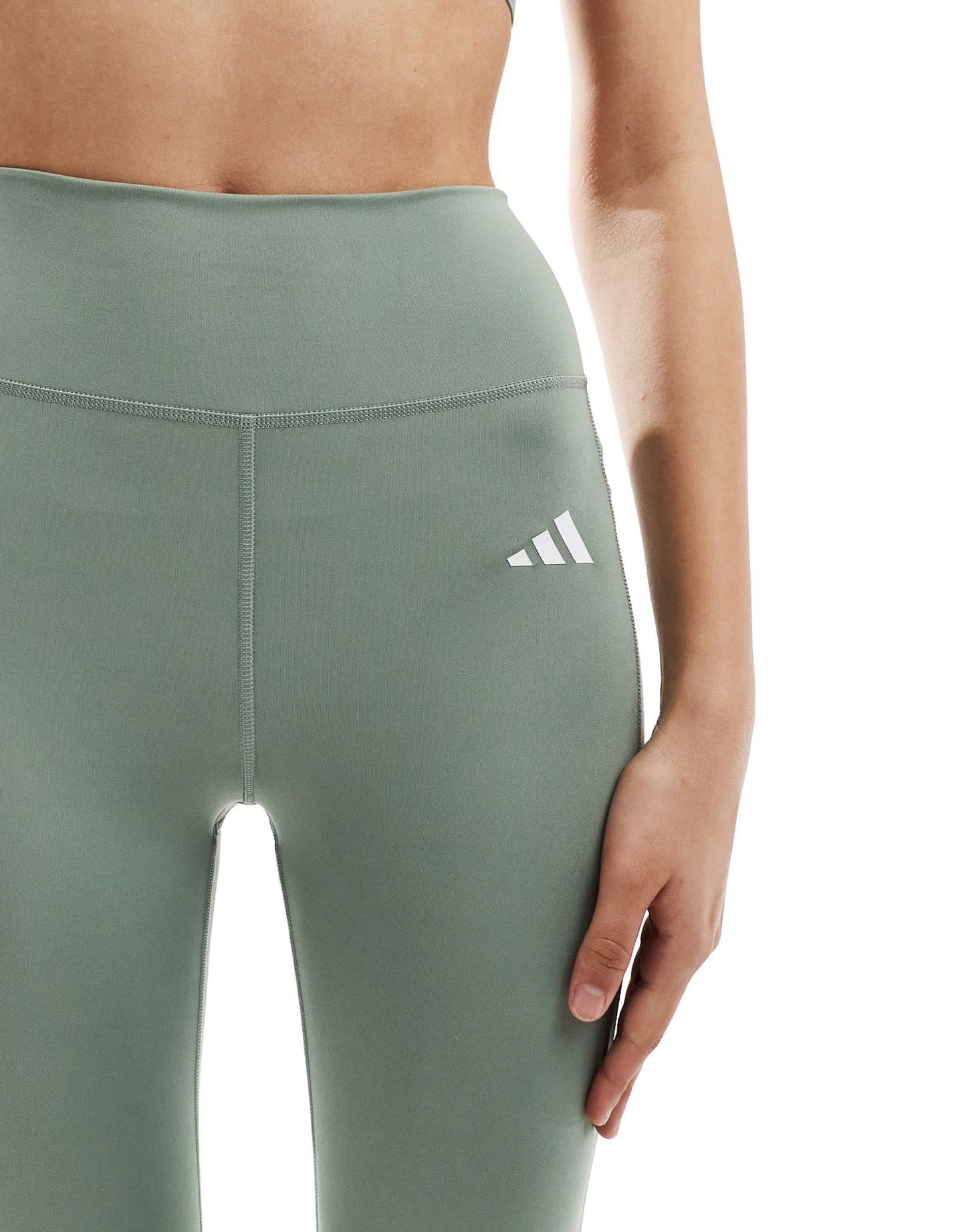 adidas Training Optime Essentials full legnth leggings in silver green - ASOS Sample Sale