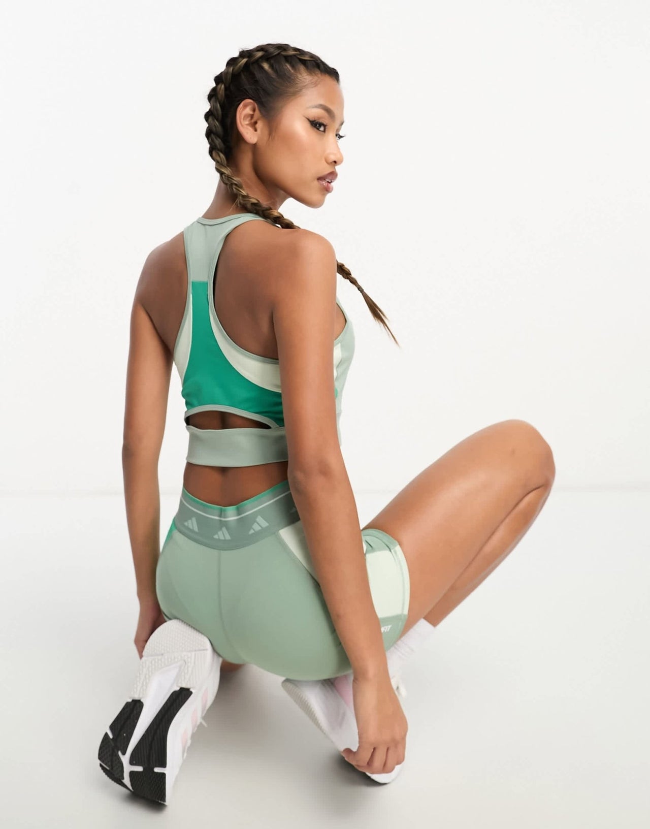 adidas Training Techfit colourblock crop top in green - ASOS Sample Sale