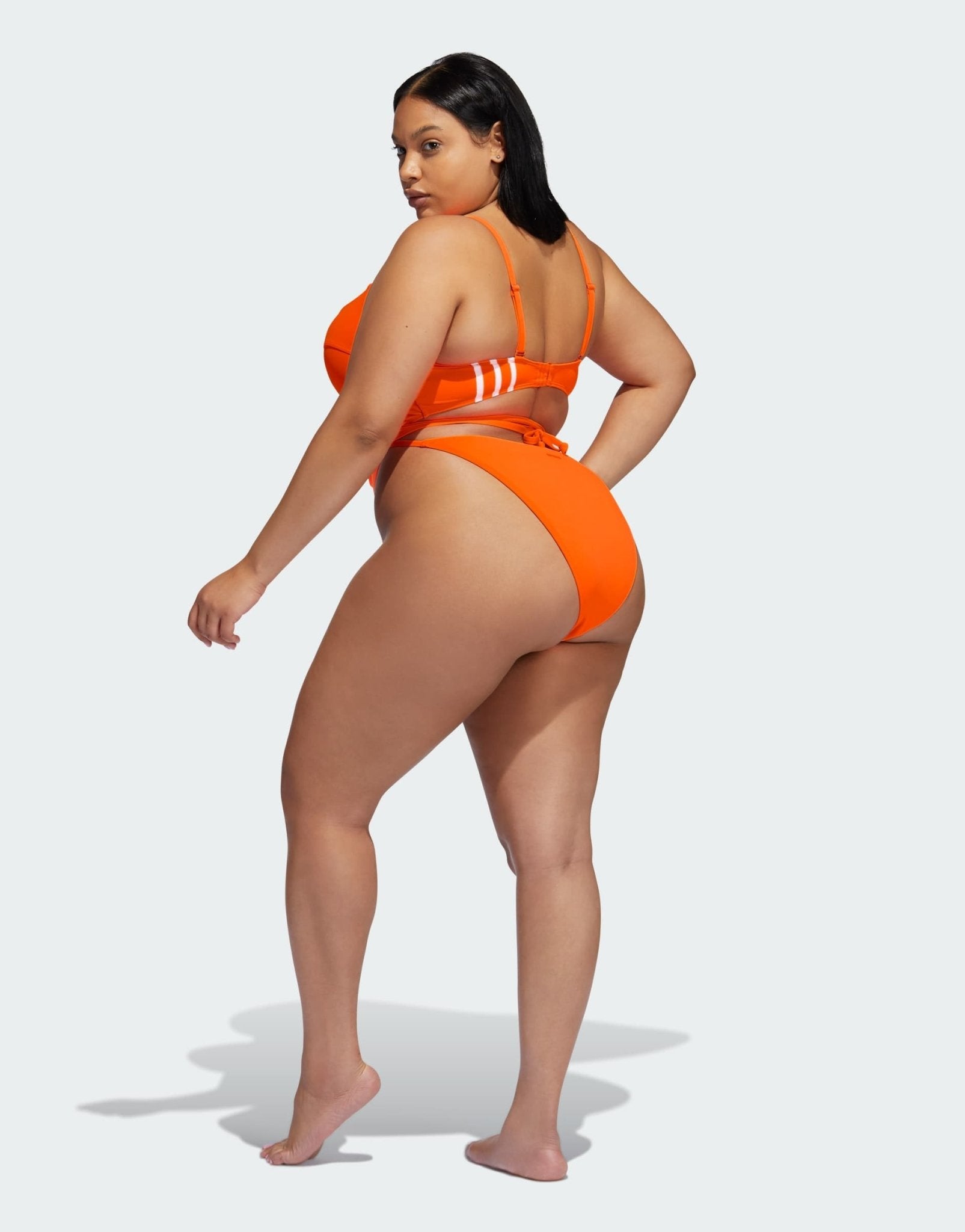 adidas x IVY PARK Plus strappy open back swimsuit in orange - ASOS Sample Sale