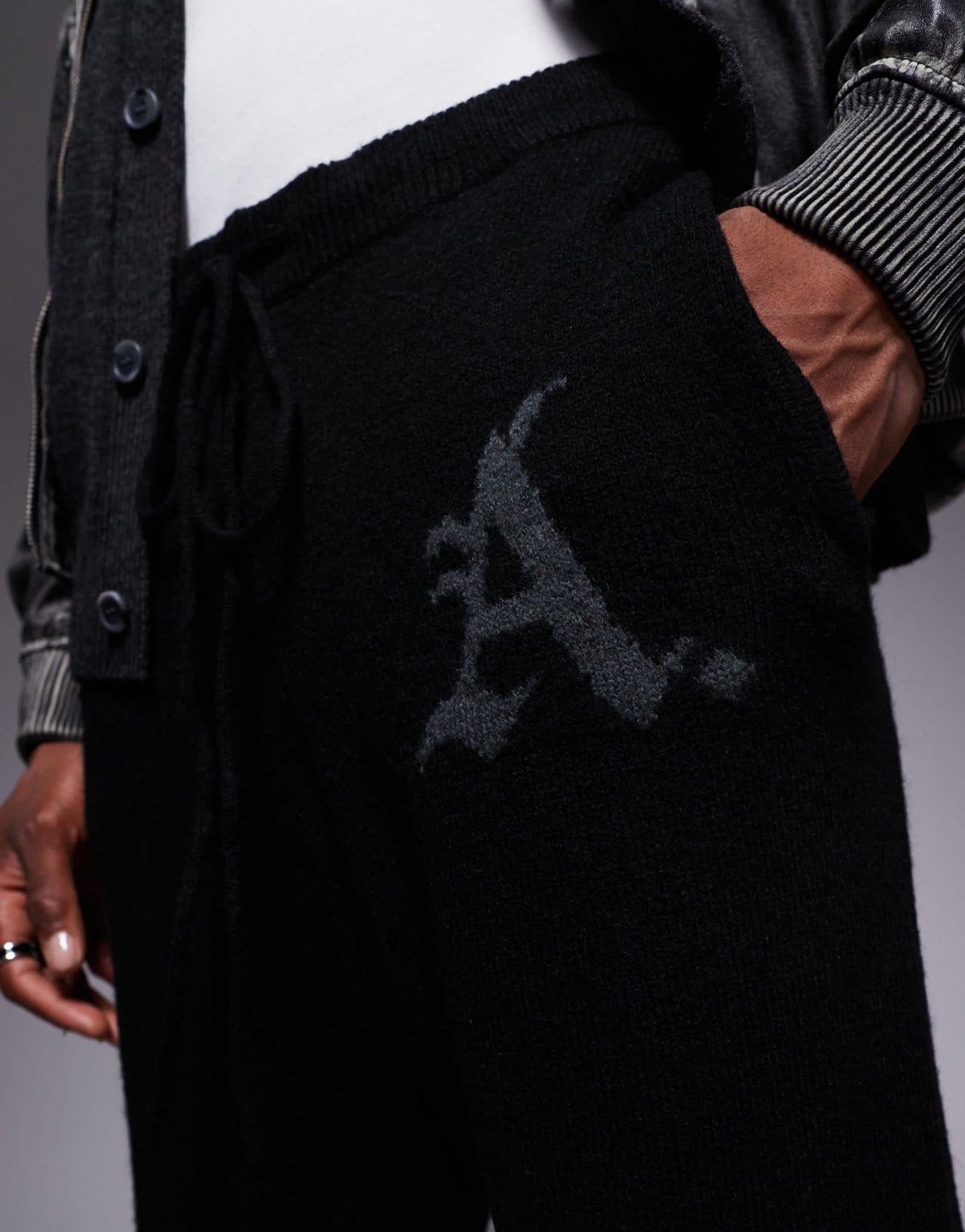 ADPT knitted loose fit jogger in black - ASOS Sample Sale