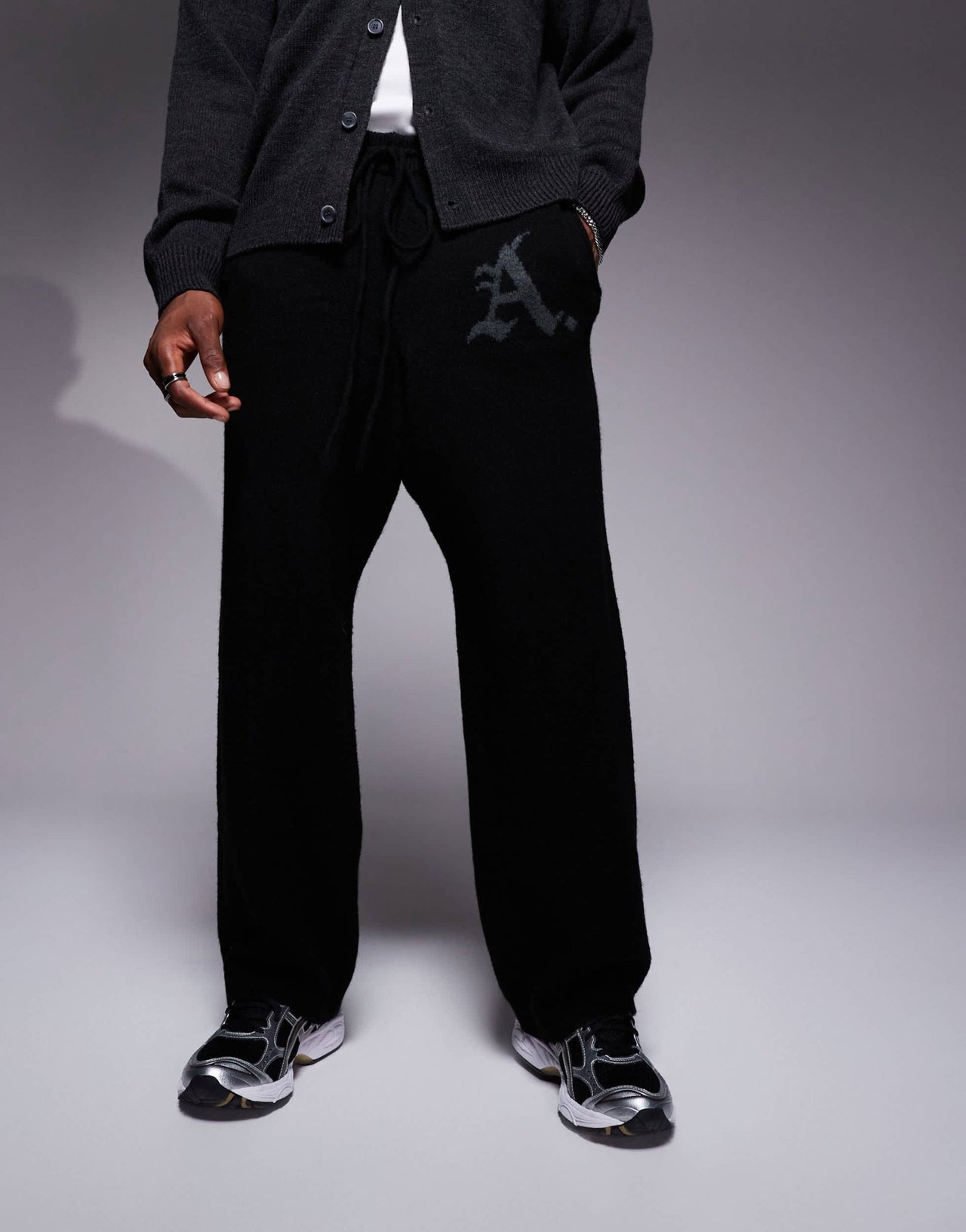 ADPT knitted loose fit jogger in black - ASOS Sample Sale