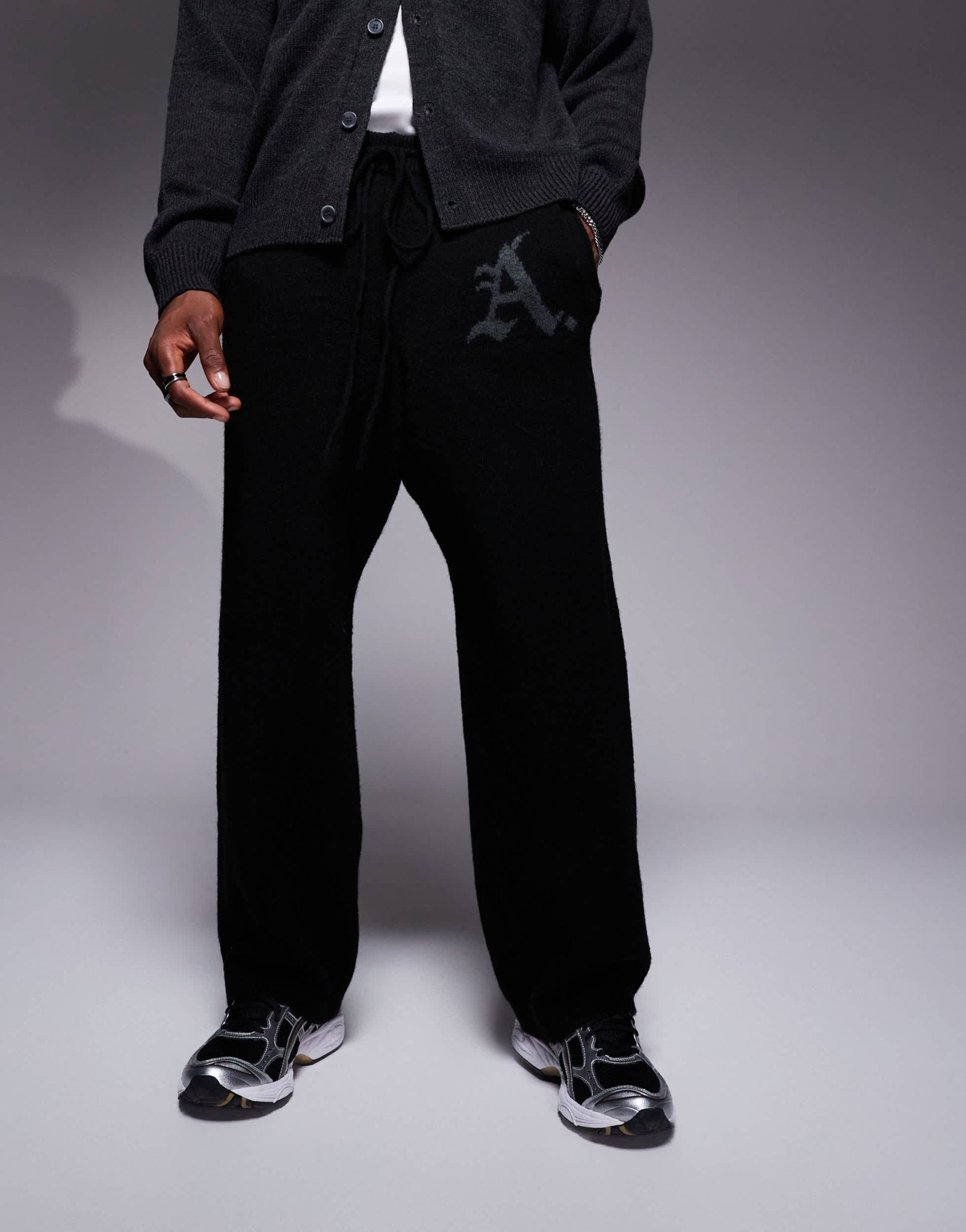 ADPT knitted loose fit jogger in black - ASOS Sample Sale