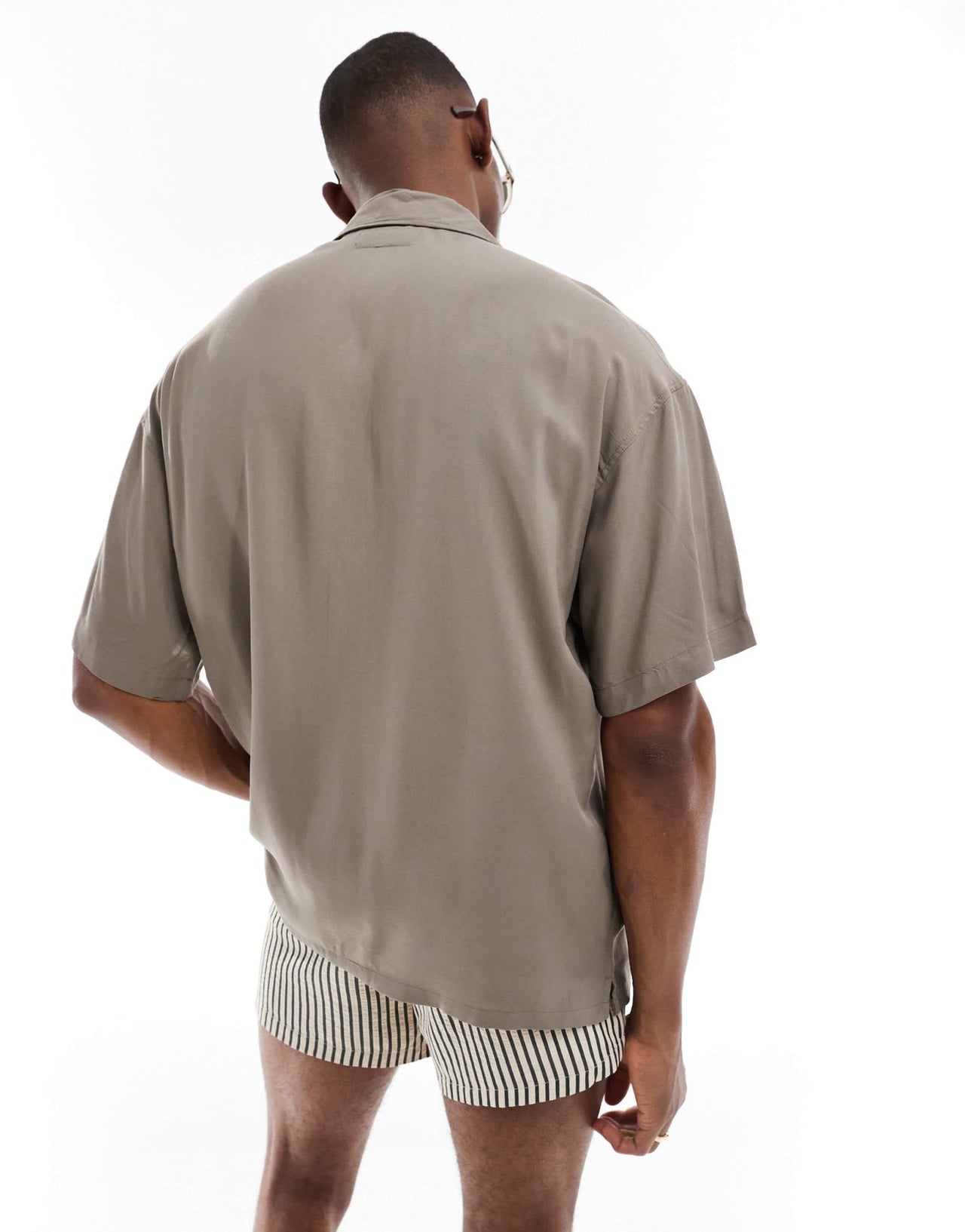 ADPT oversized revere collar shirt in beige - ASOS Sample Sale