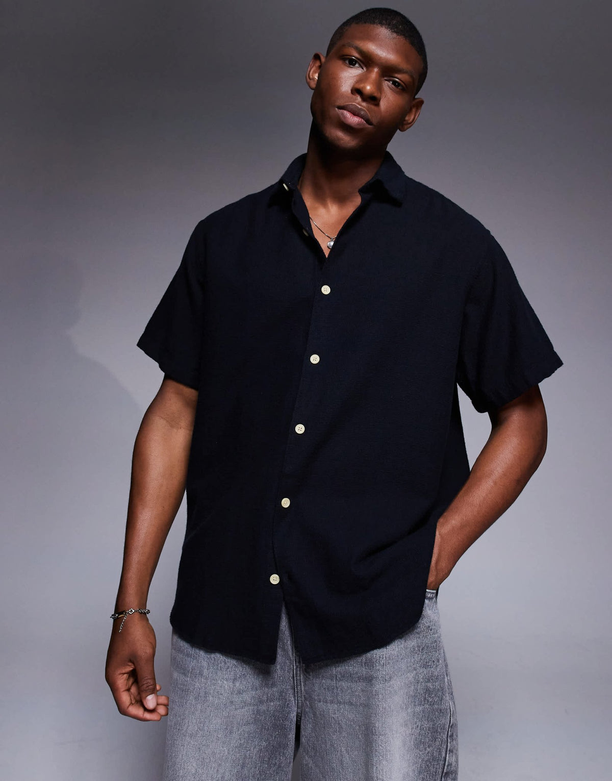 ADPT oversized short sleeve shirt in black - ASOS Sample Sale